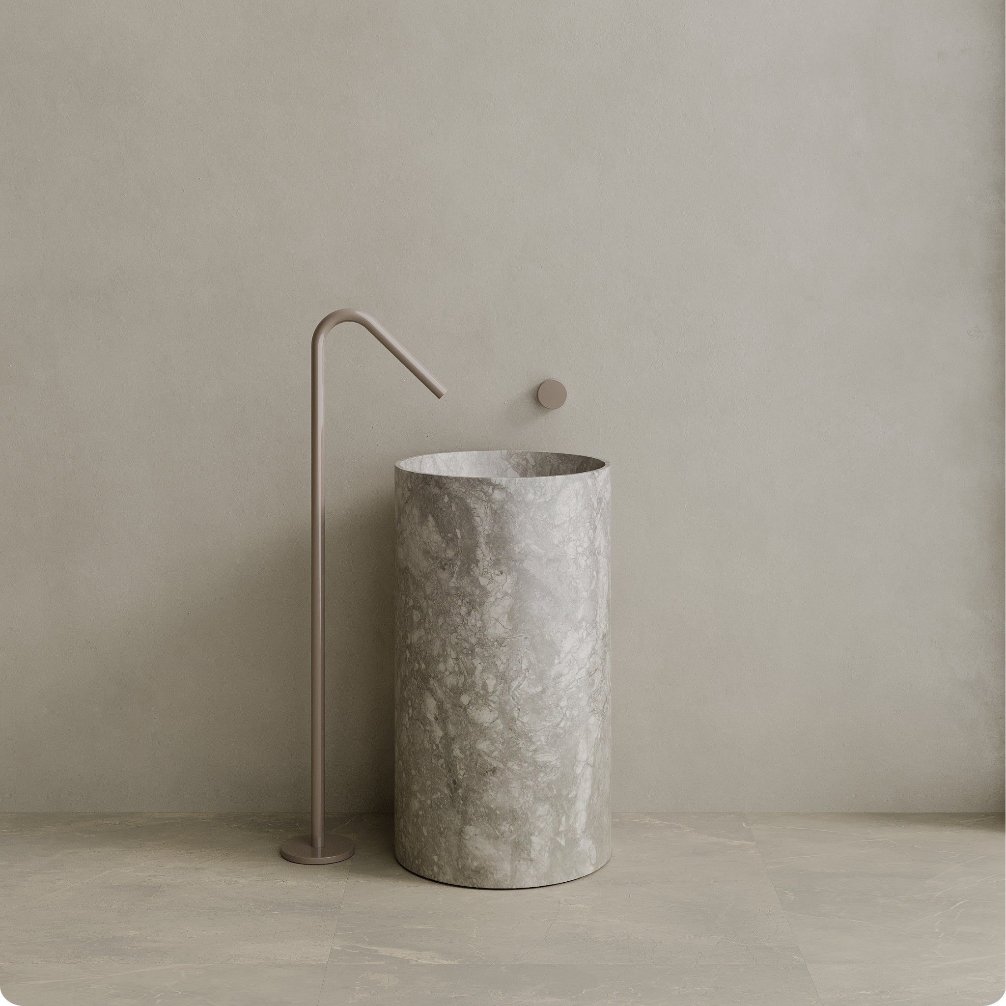 Orbita Handcrafted Stone Pedestal Sink