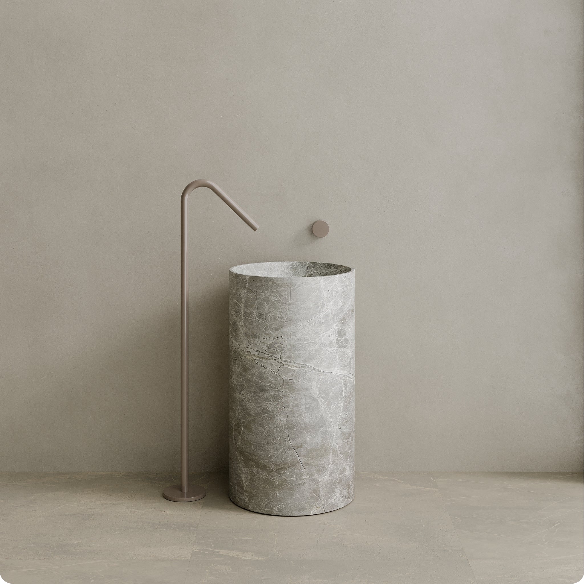 Orbita Handcrafted Stone Pedestal Sink