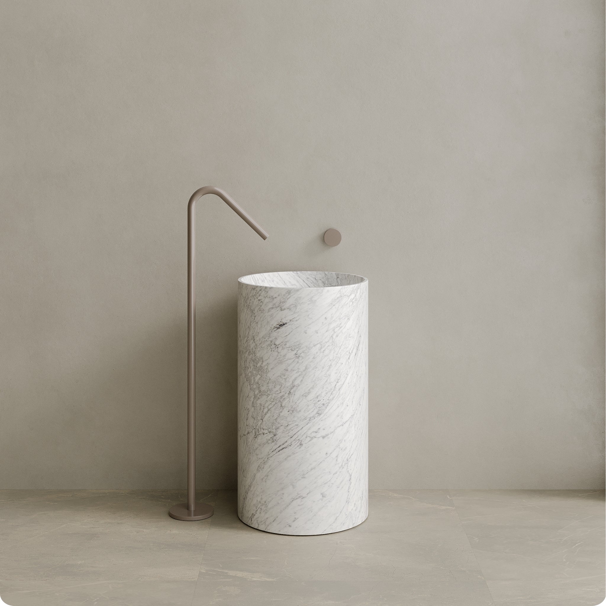 Orbita Handcrafted Stone Pedestal Sink