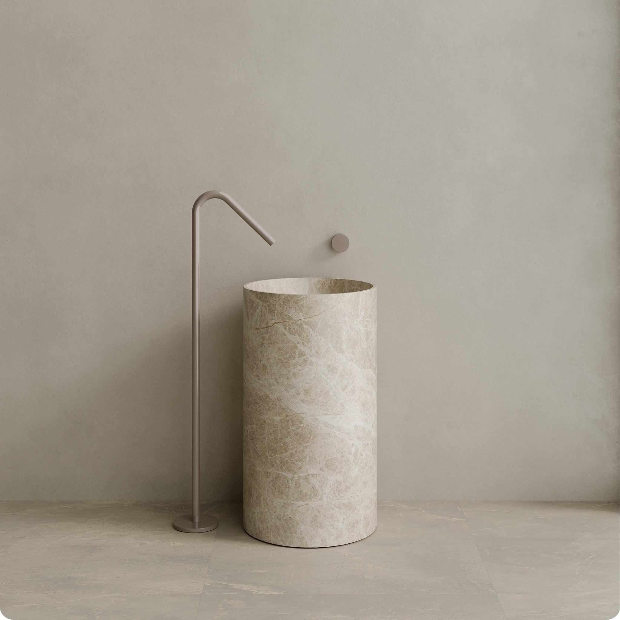 Orbita Handcrafted Stone Pedestal Sink