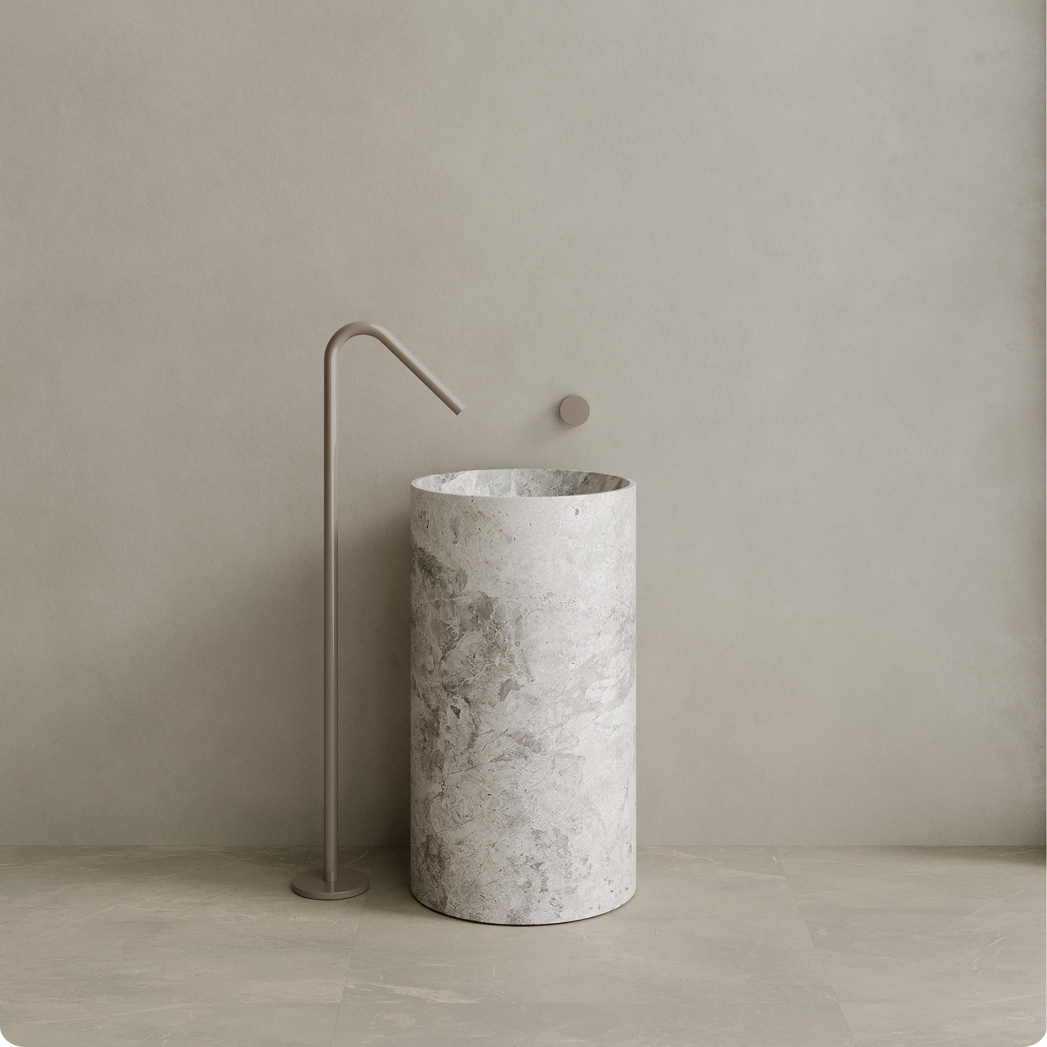 Orbita Handcrafted Stone Pedestal Sink