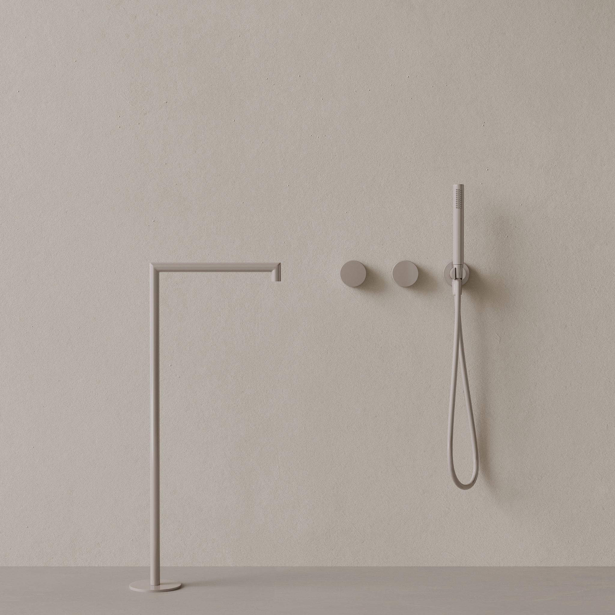 Modern Square Floor-mounted Bathtub Filler