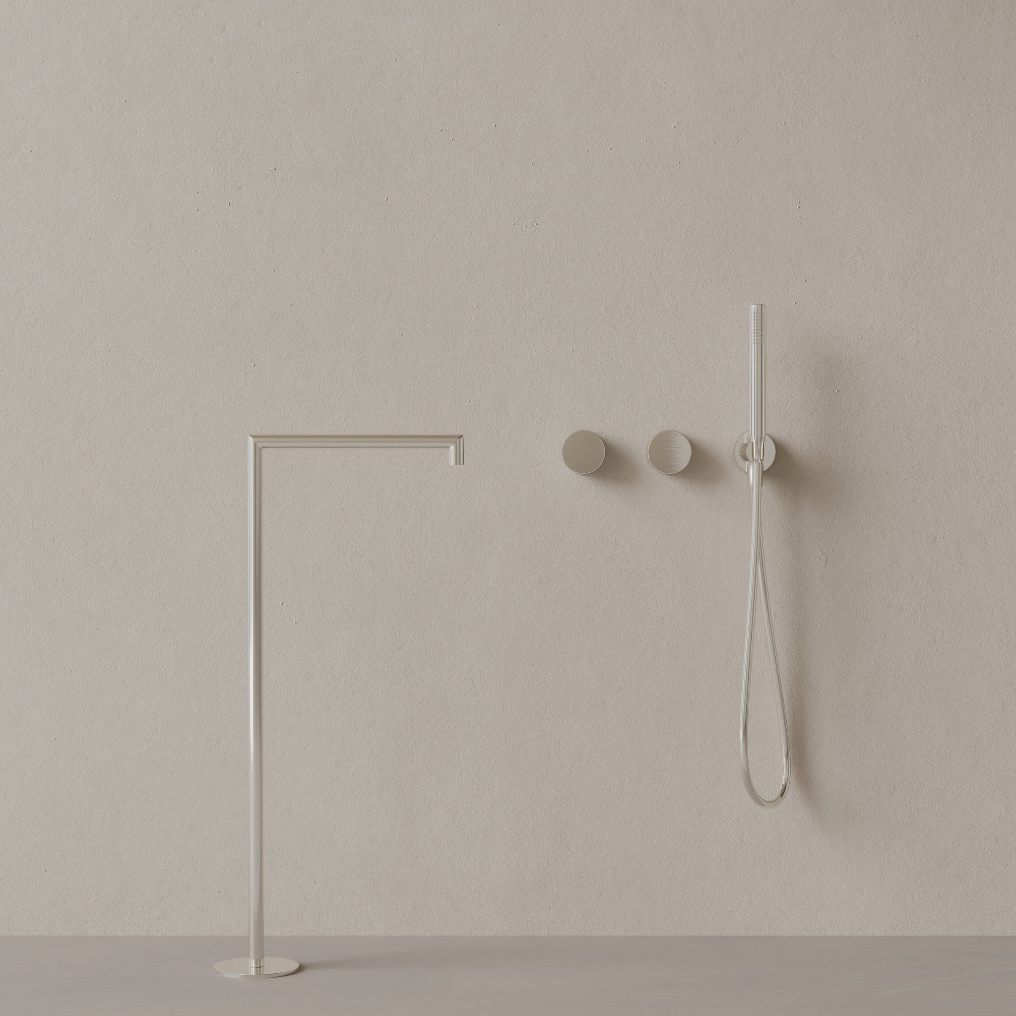 Modern Square Floor-mounted Bathtub Filler