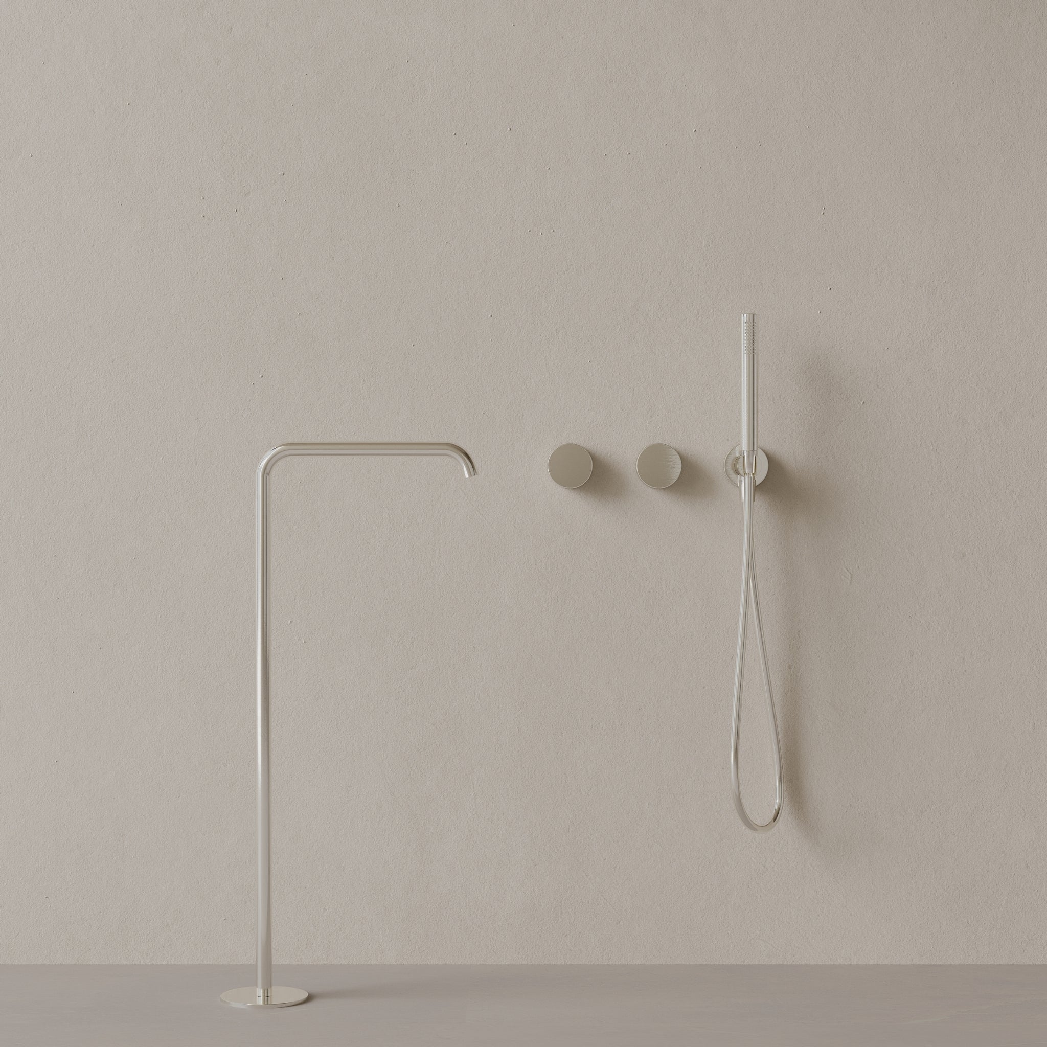 Modern Widespread Square Floor-mounted Bathtub Filler