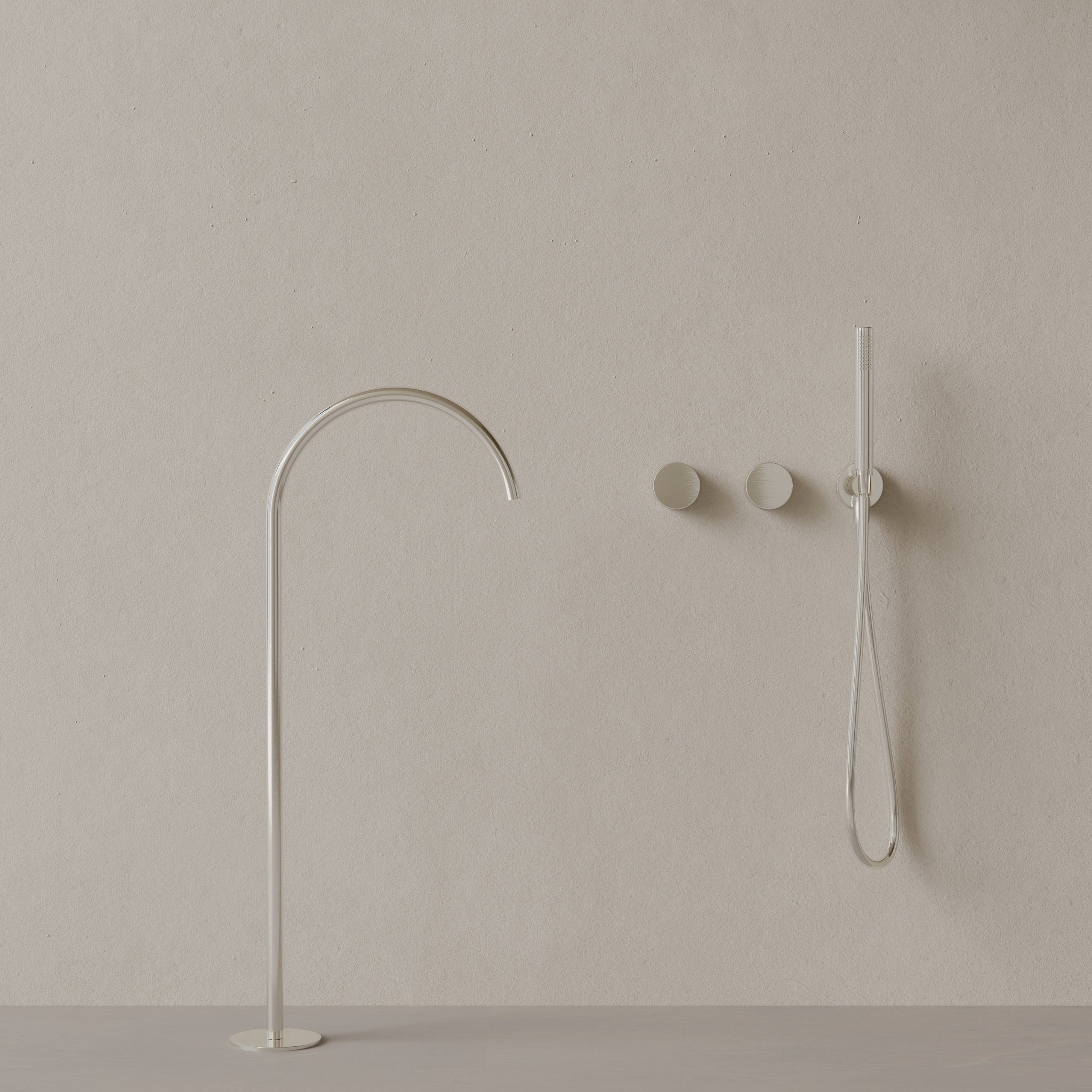 Modern High Arc Floor-mounted Bathtub Filler