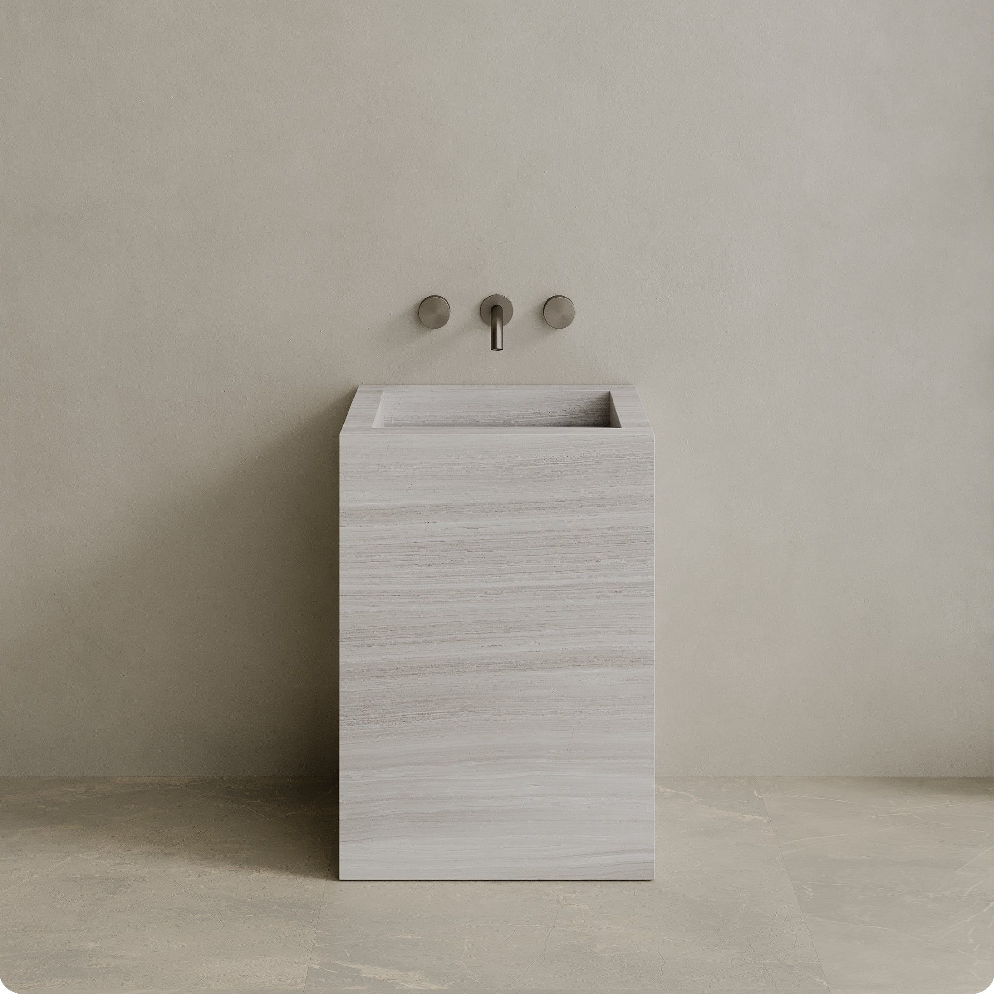 Quattro Handcrafted Stone Pedestal Sink