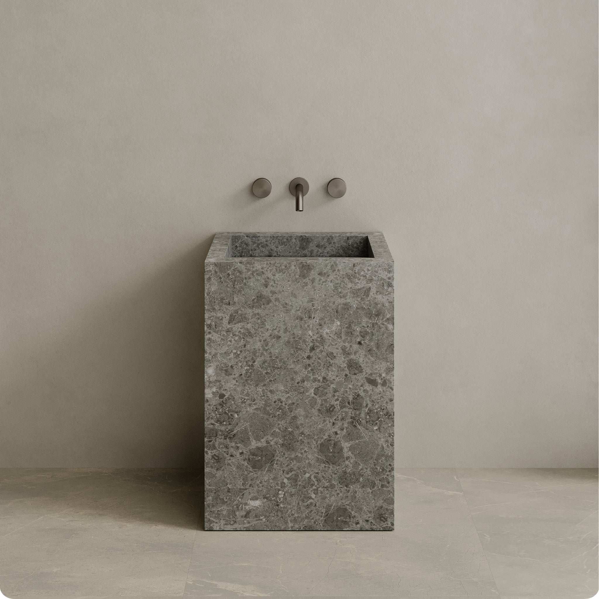 Quattro Handcrafted Stone Pedestal Sink