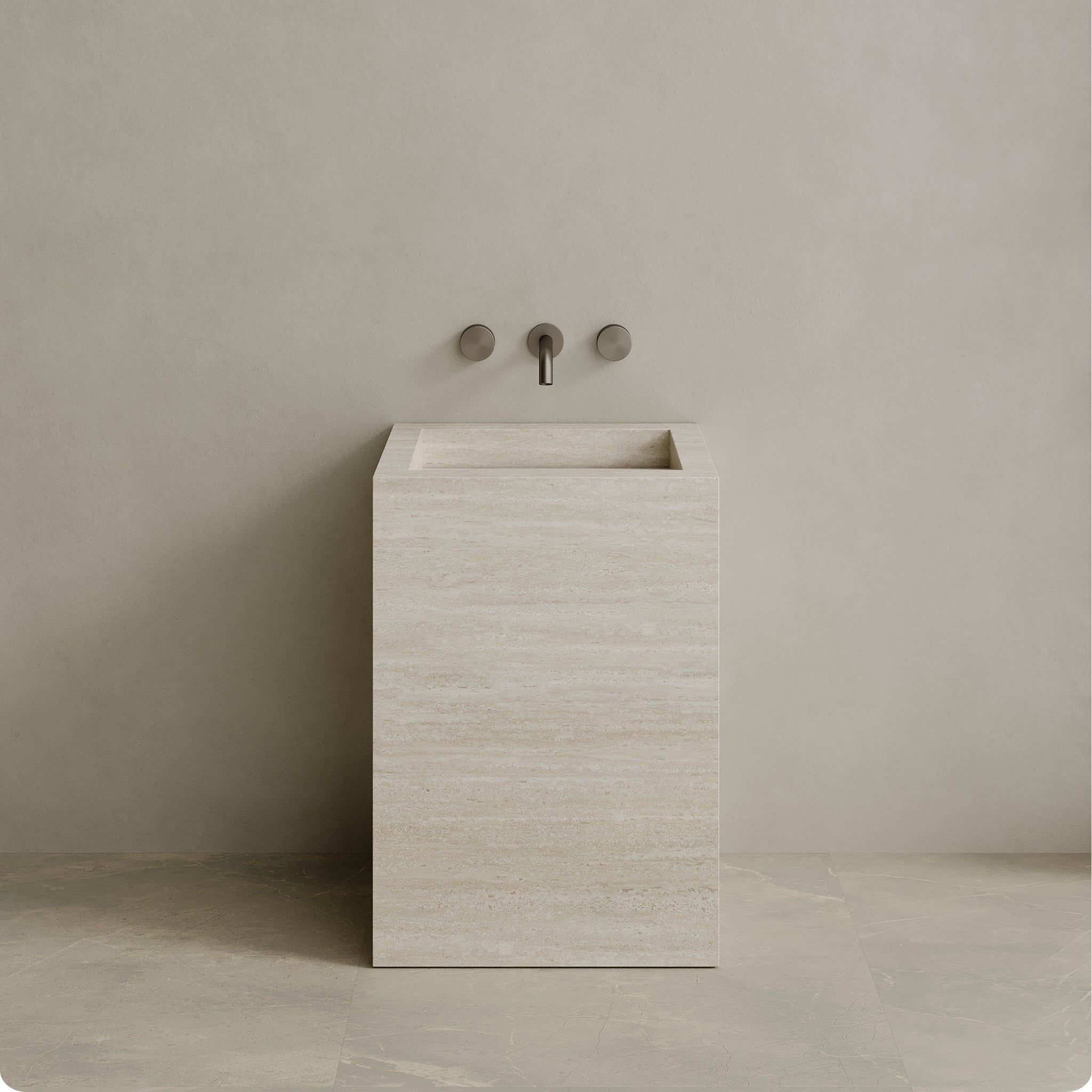 Quattro Handcrafted Stone Pedestal Sink