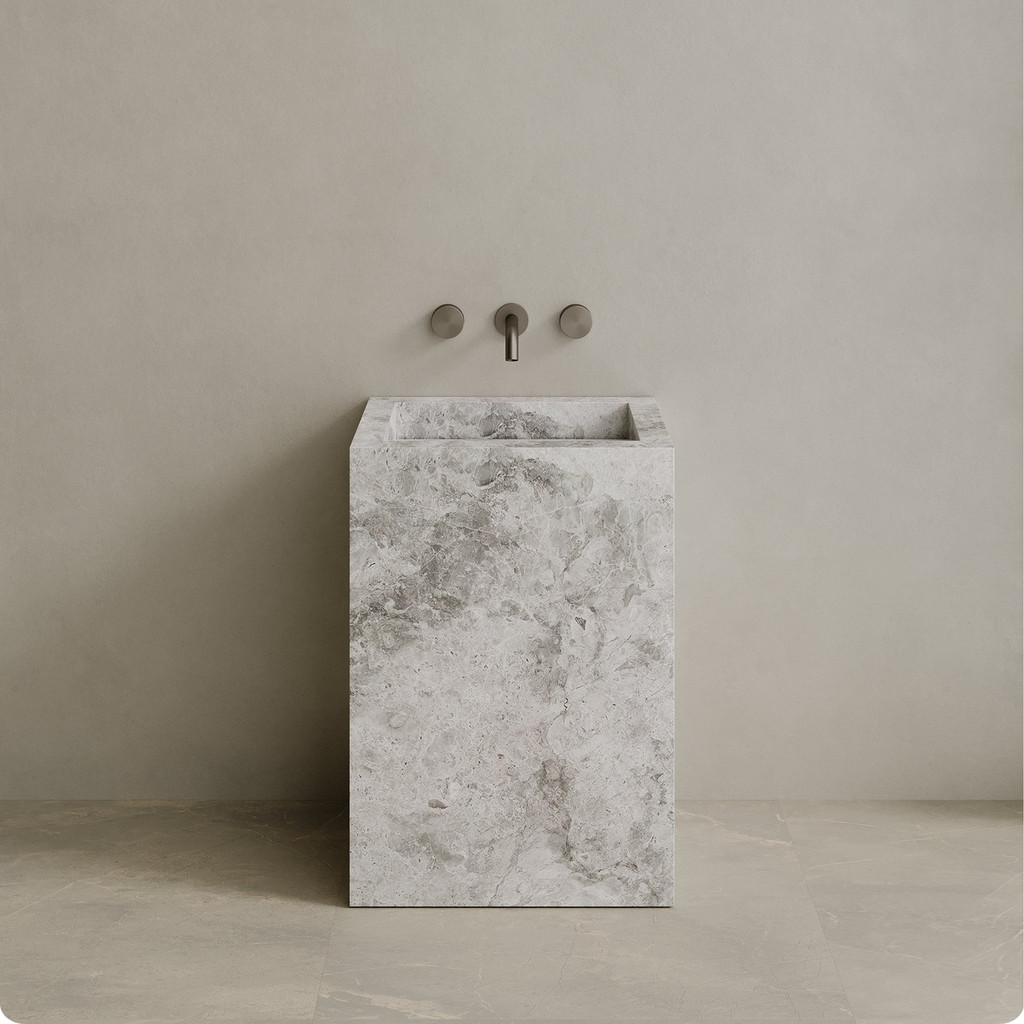Quattro Handcrafted Stone Pedestal Sink