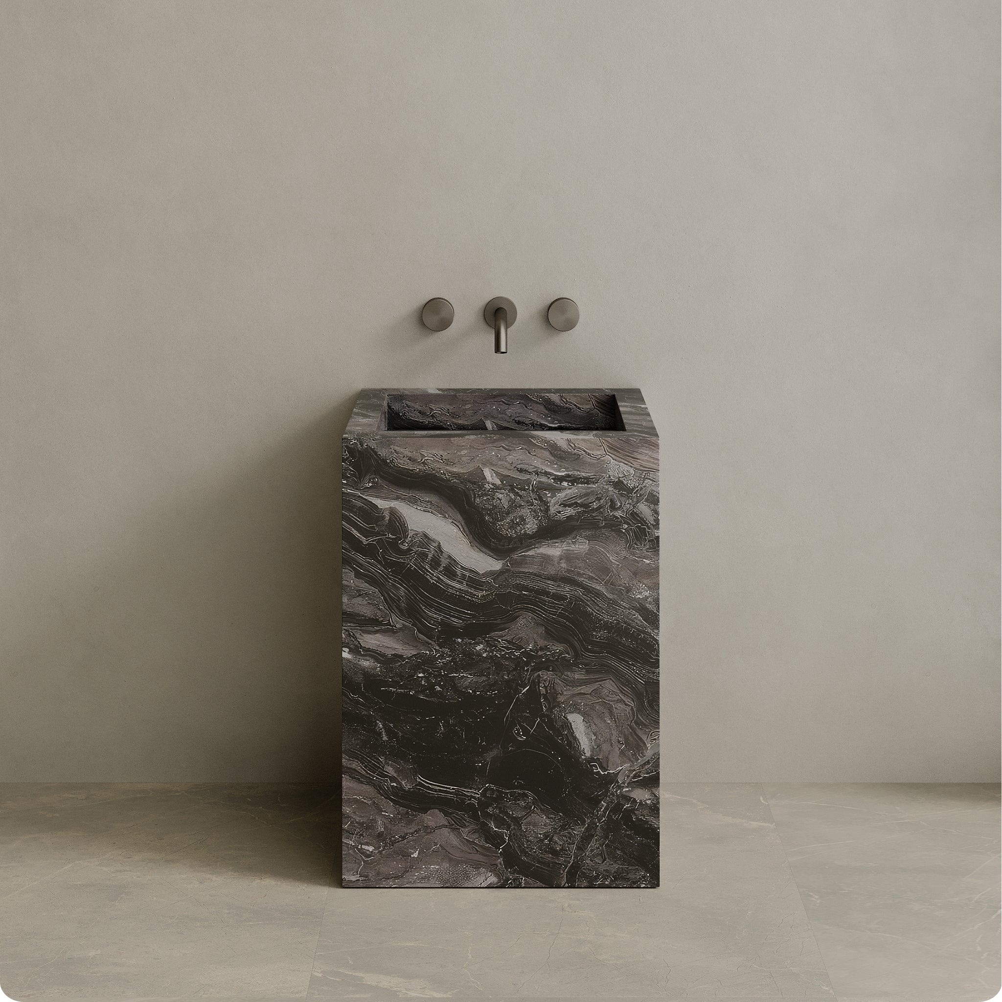 Quattro Handcrafted Stone Pedestal Sink