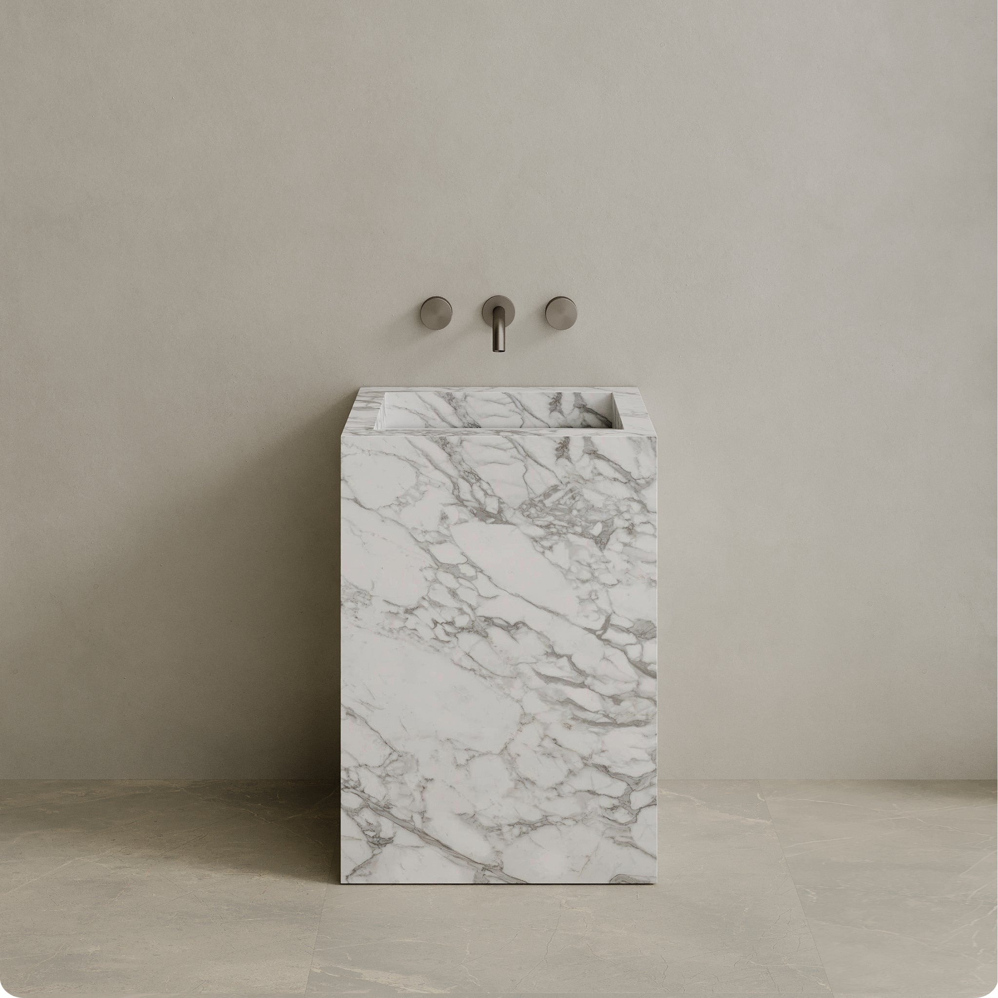Quattro Handcrafted Stone Pedestal Sink