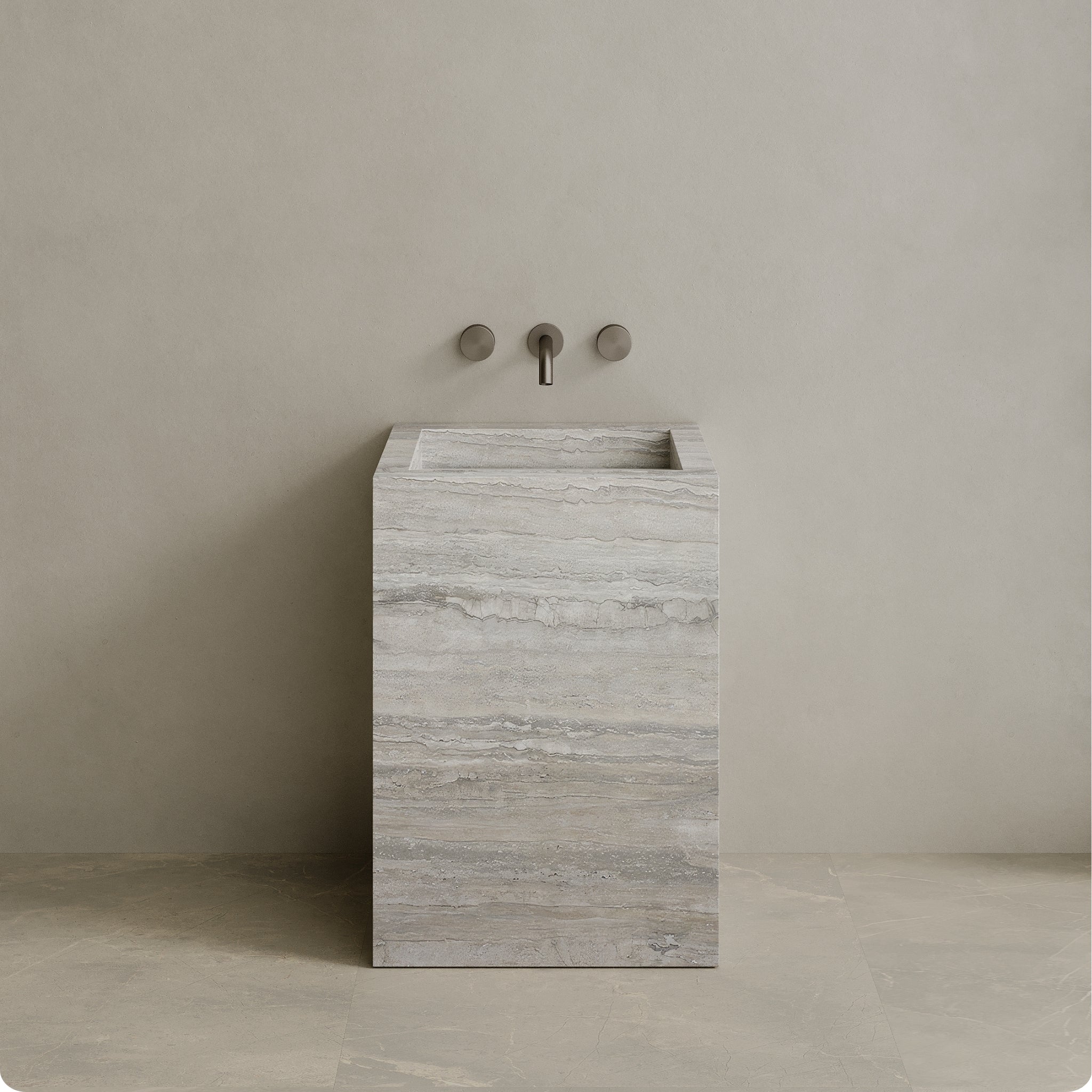 Quattro Handcrafted Stone Pedestal Sink
