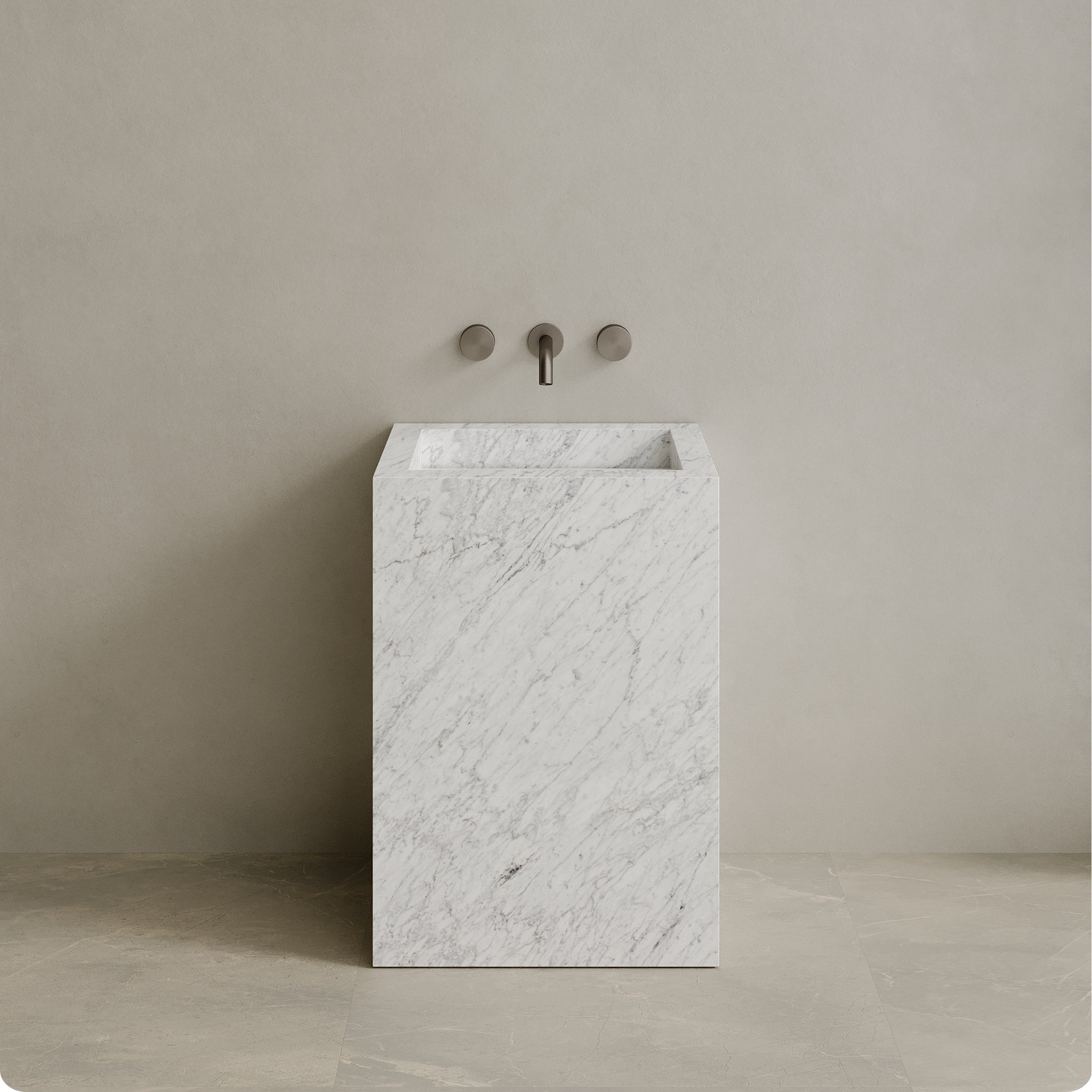 Quattro Handcrafted Stone Pedestal Sink