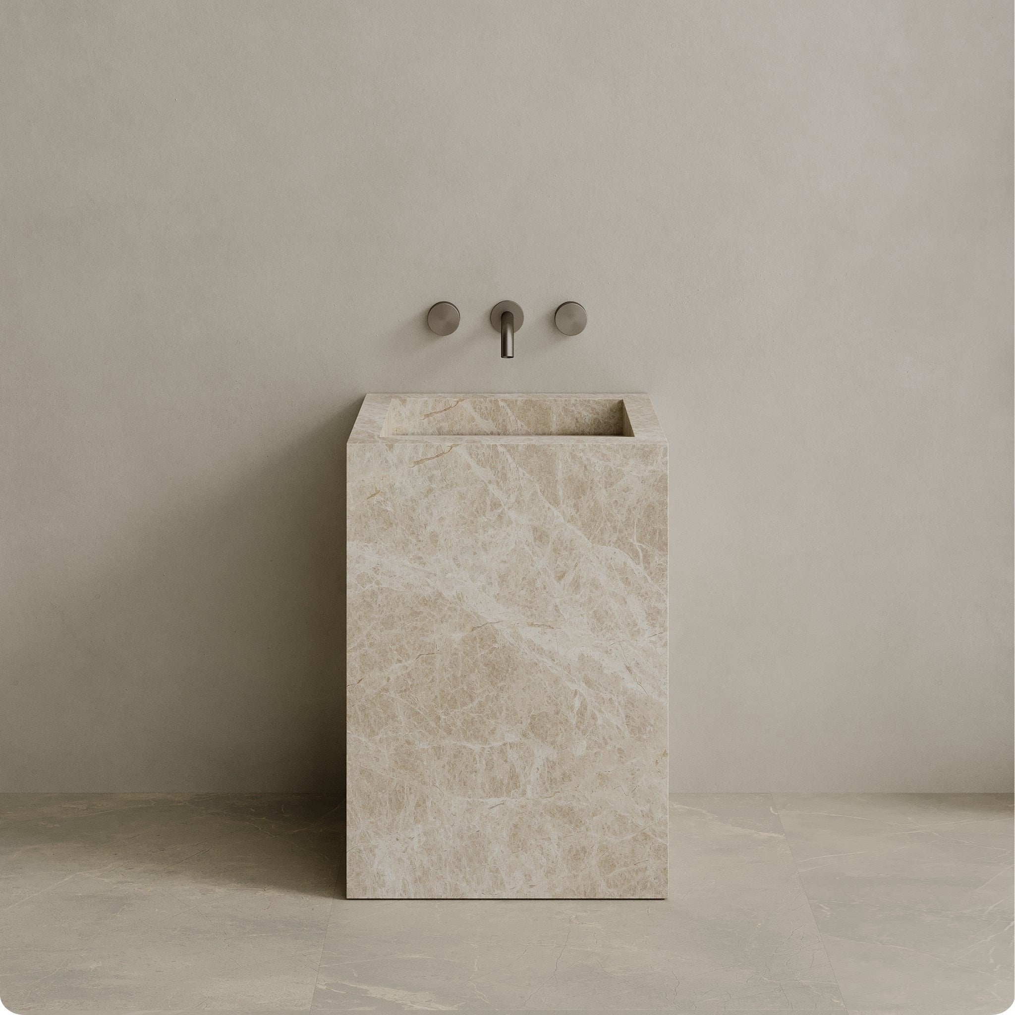 Quattro Handcrafted Stone Pedestal Sink