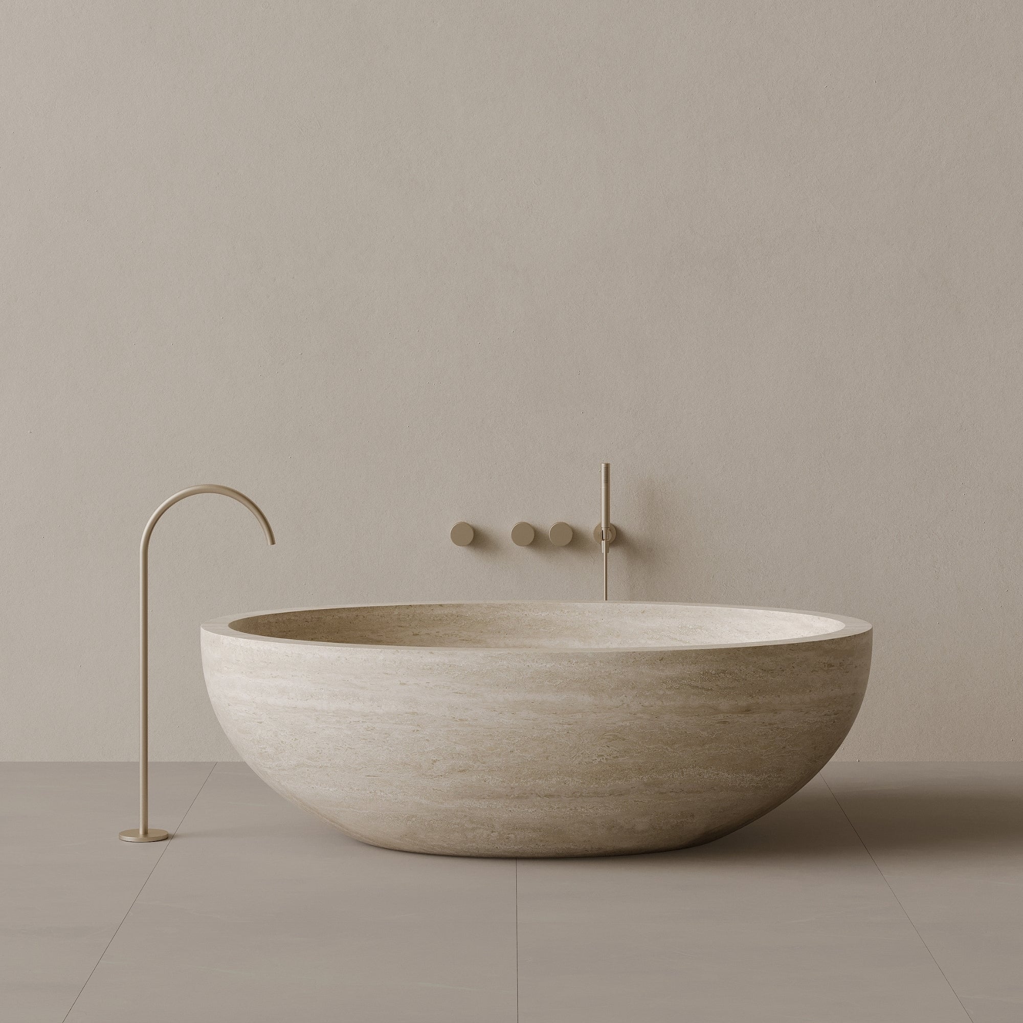 69" x 45" Handcrafted Oval Stone Bathtub