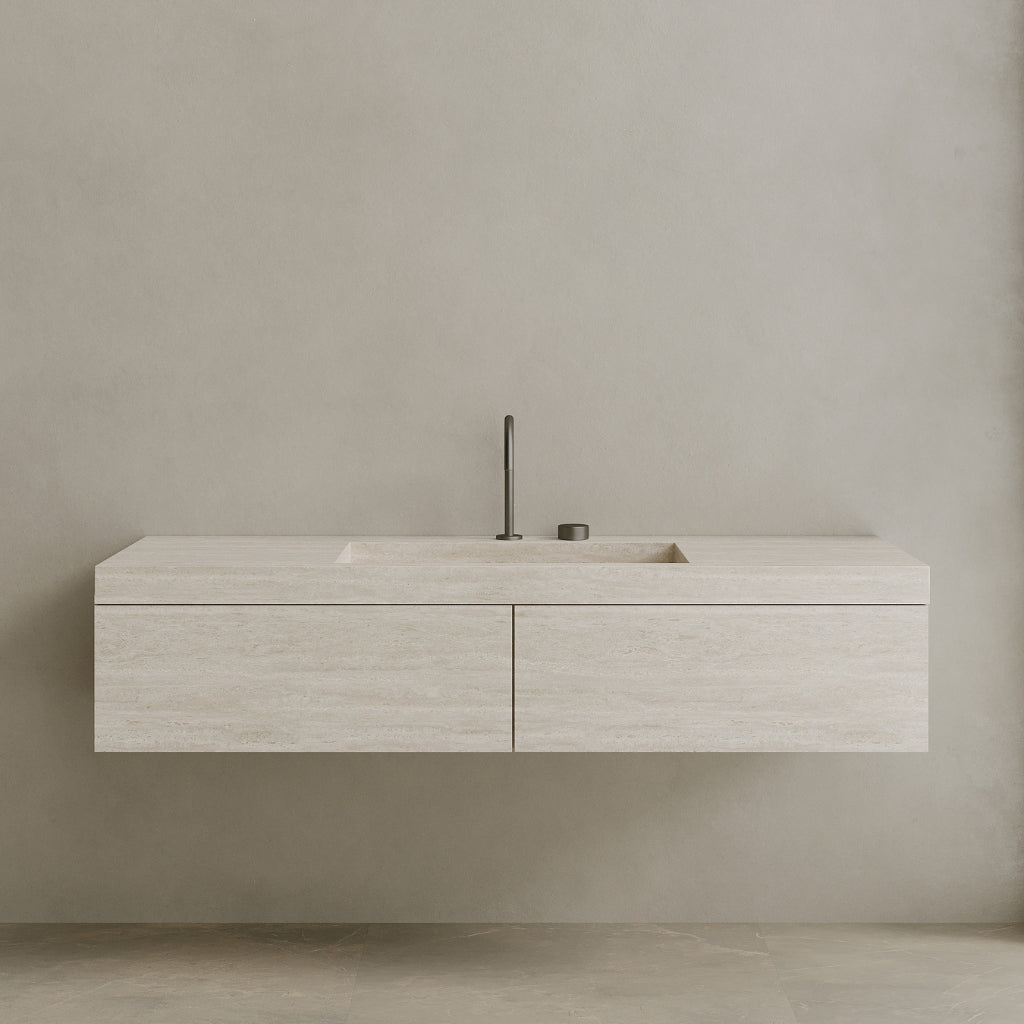 Single Sink Floating Handcrafted Marble Vanity