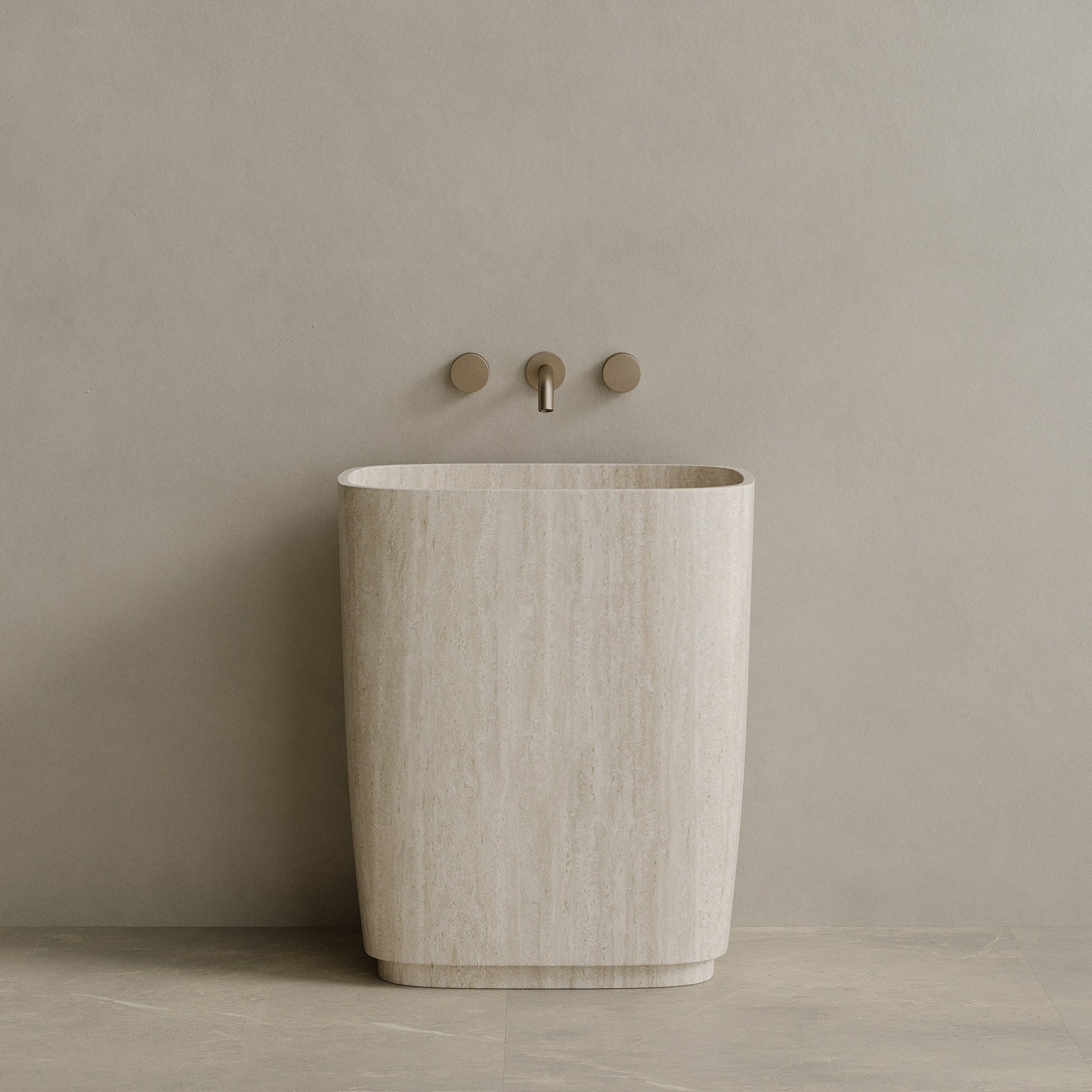 Ovola Handcrafted Stone Pedestal Sink