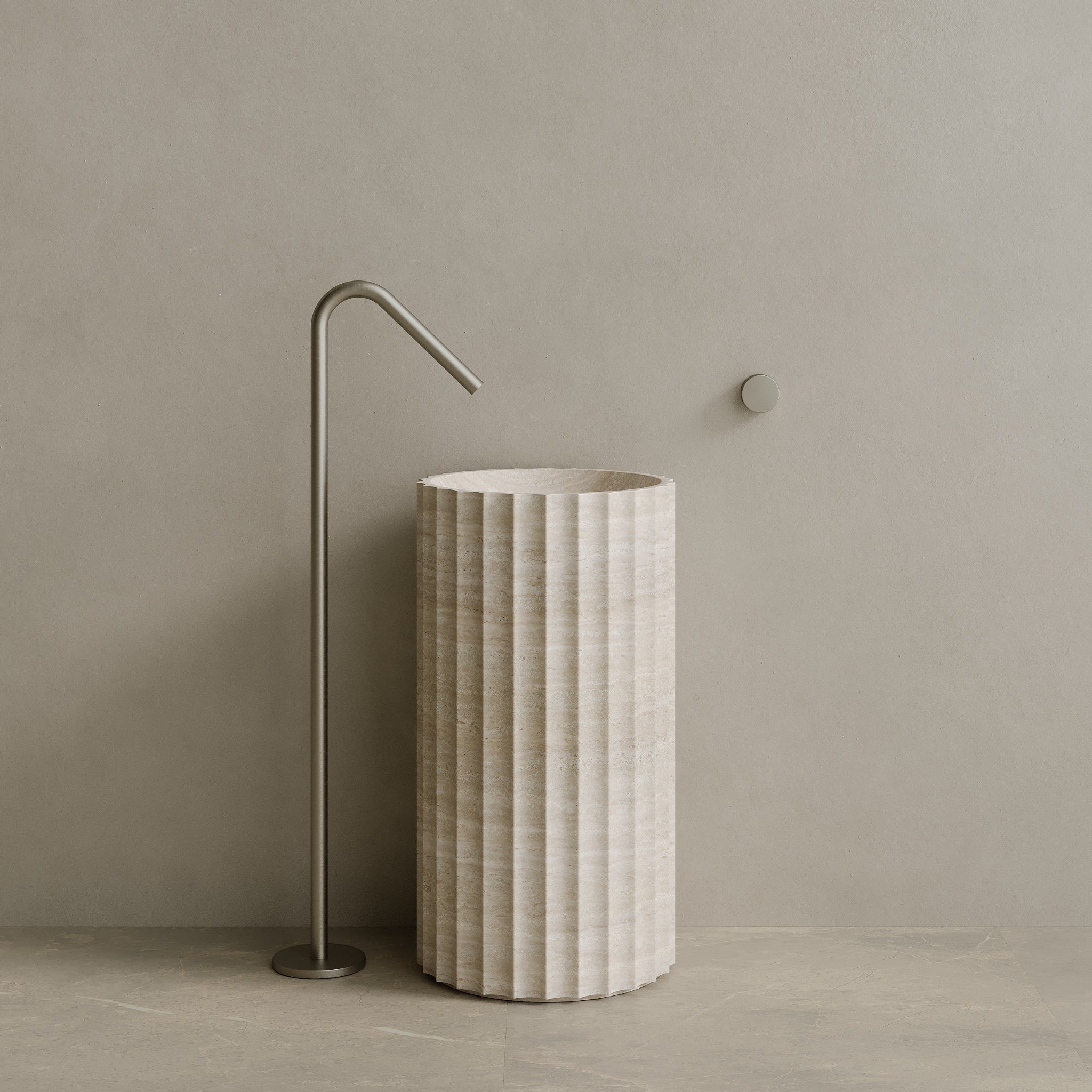 Cavo Handcrafted Fluted Stone Pedestal Sink