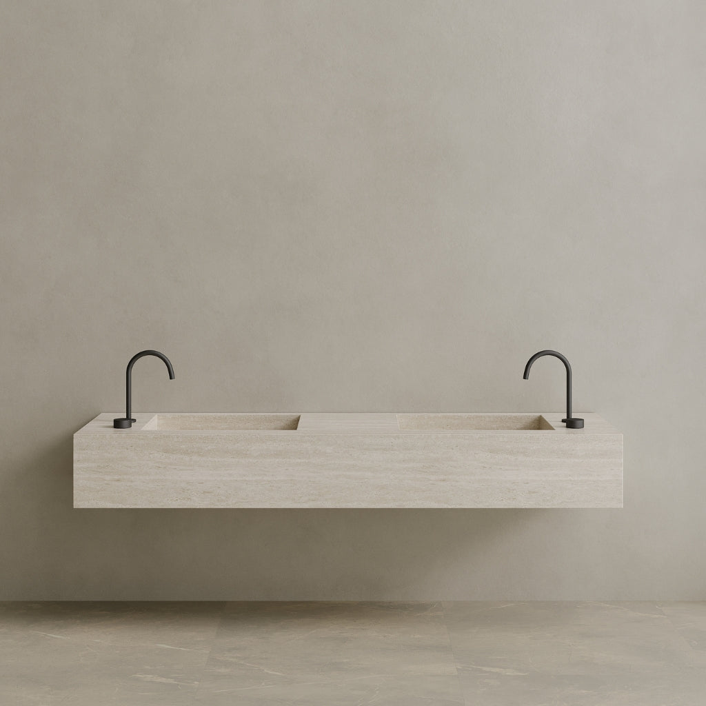 Double Sink Floating Handcrafted Marble Vanity