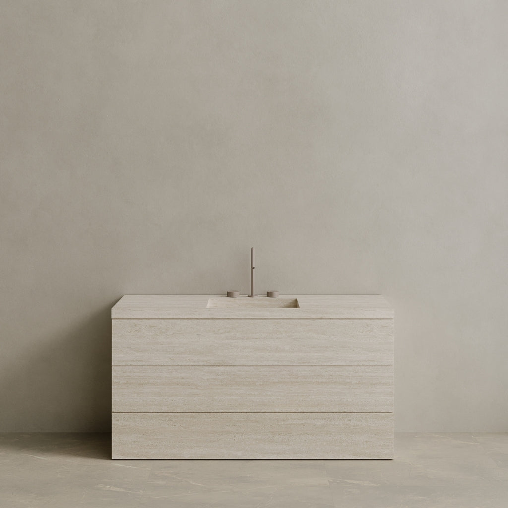 Single Sink Freestanding Handcrafted Marble Vanity with Drawers