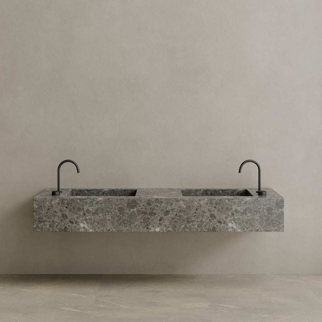 Double Sink Floating Handcrafted Marble Vanity