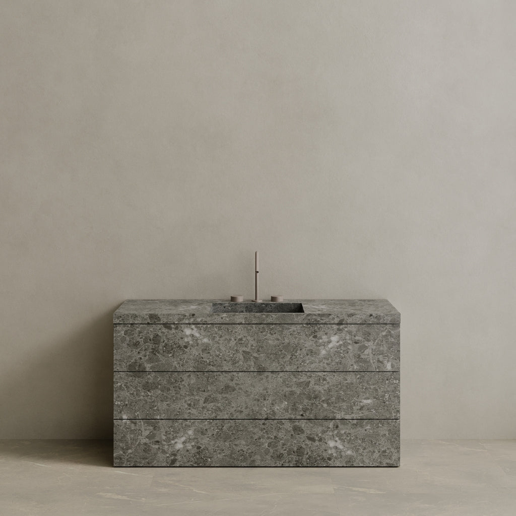 Single Sink Freestanding Handcrafted Marble Vanity with Drawers