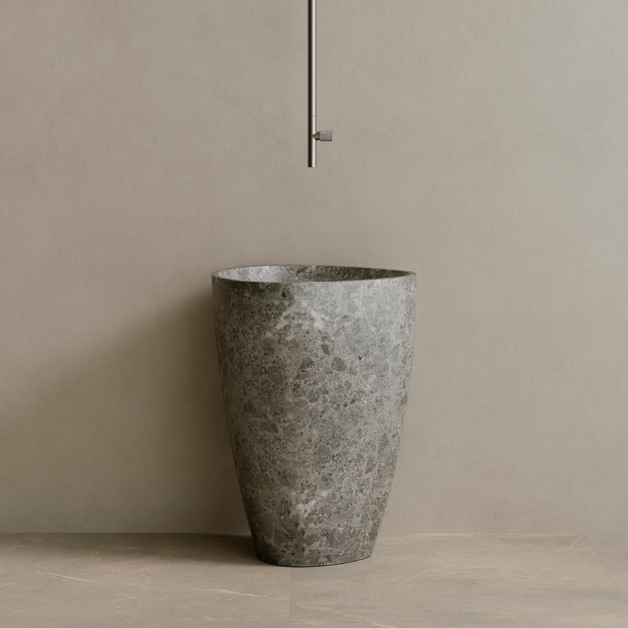Fluvio Handcrafted Stone Pedestal Sink