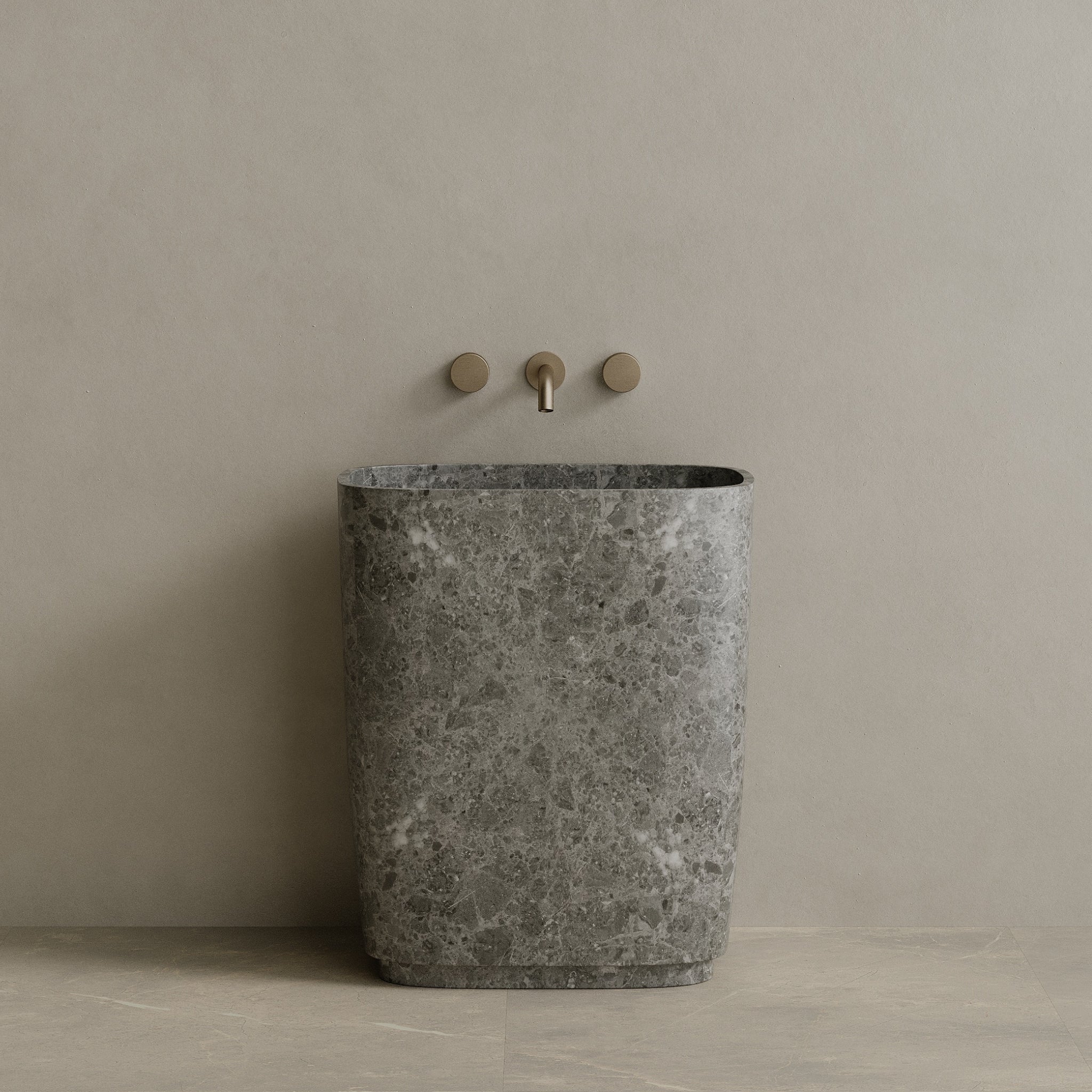 Ovola Handcrafted Stone Pedestal Sink