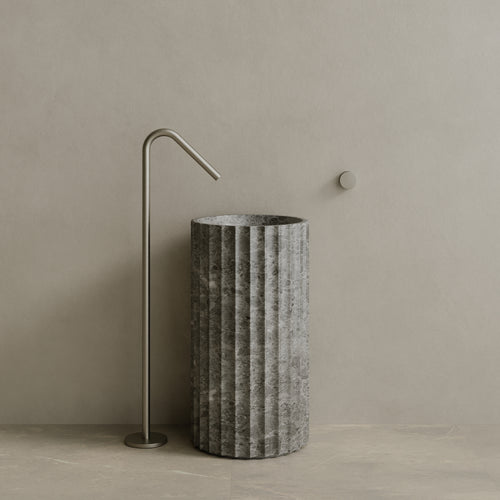 Cavo Handcrafted Fluted Stone Pedestal Sink