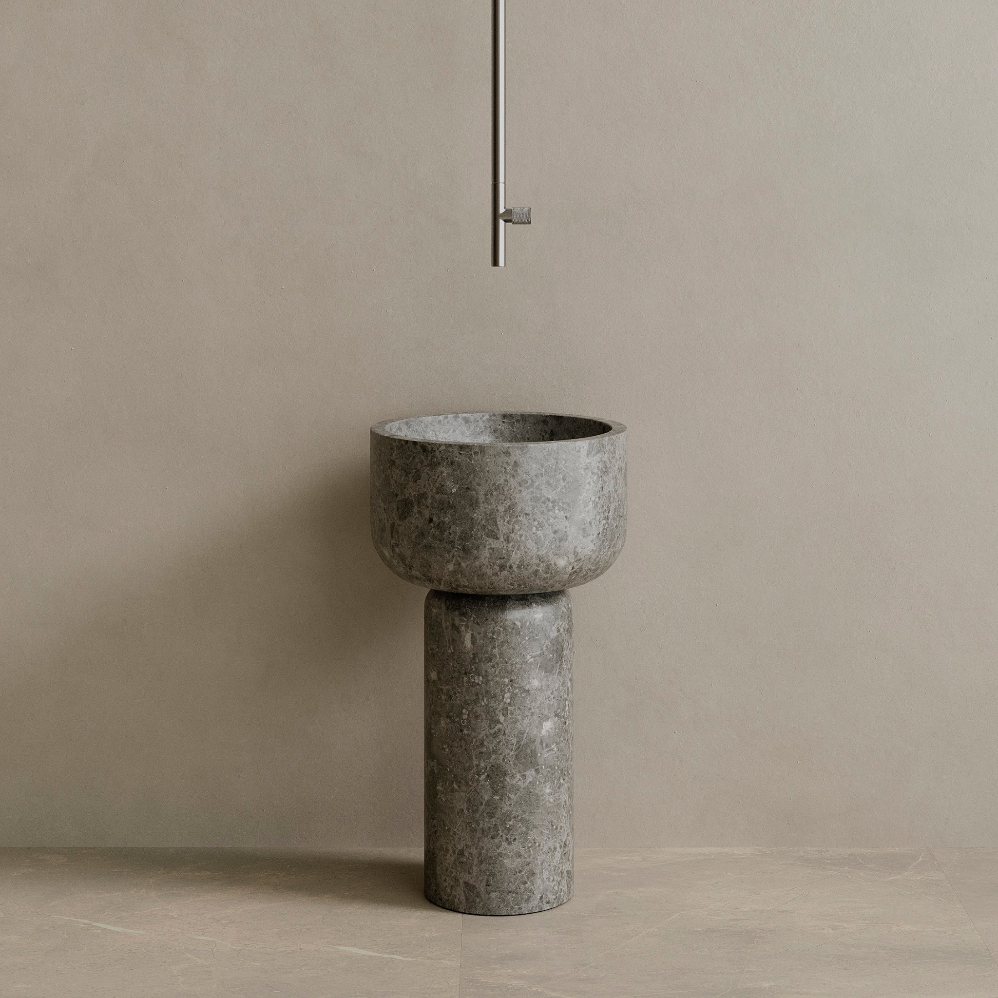 Veso Handcrafted Stone Pedestal Sink