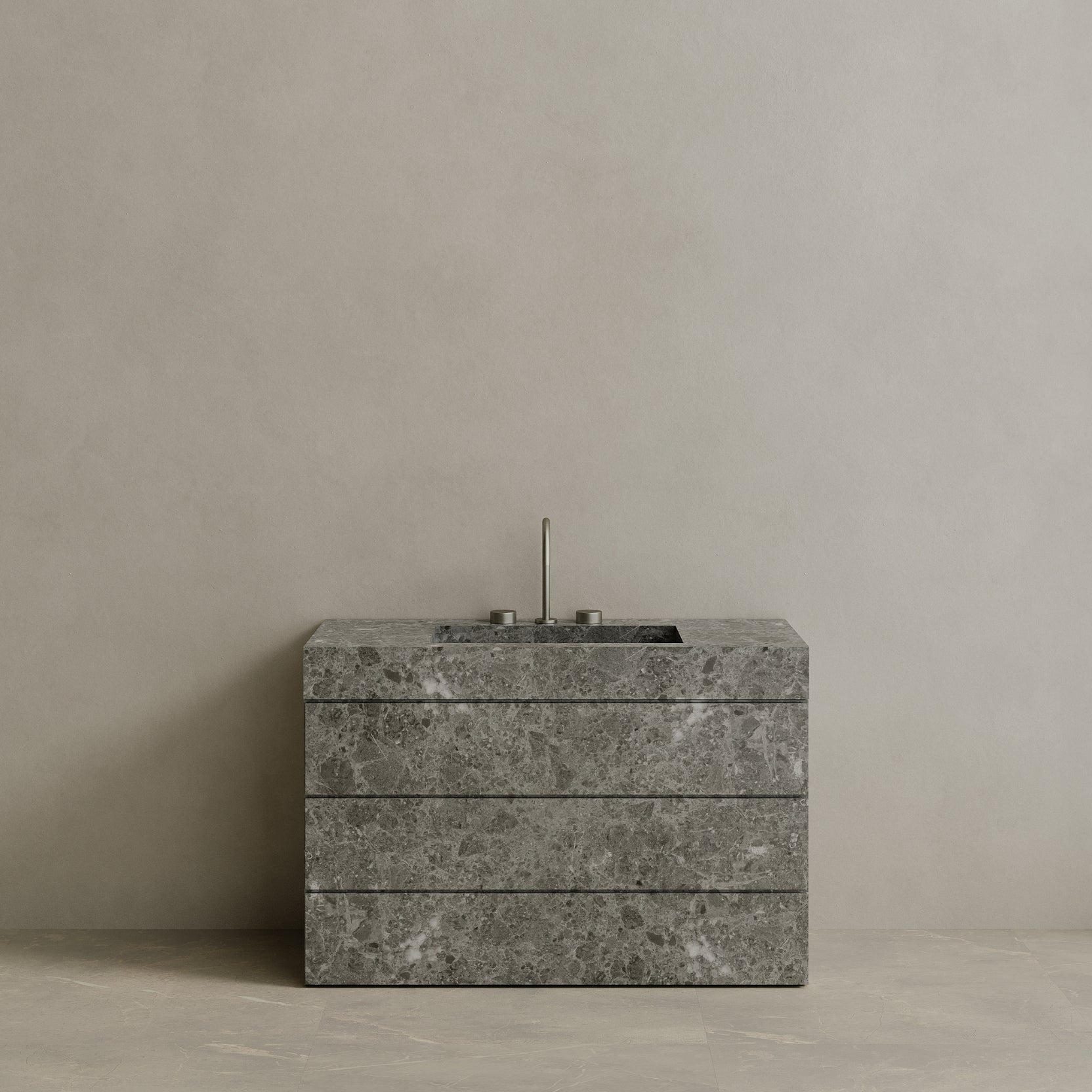 Single Sink Freestanding Handcrafted Marble Vanity with Drawers