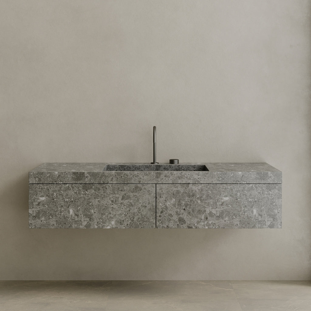 Single Sink Floating Handcrafted Marble Vanity