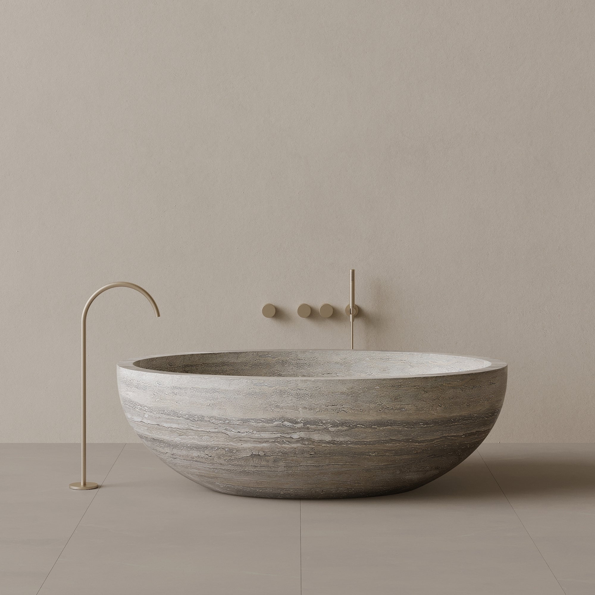 69" x 45" Handcrafted Oval Stone Bathtub