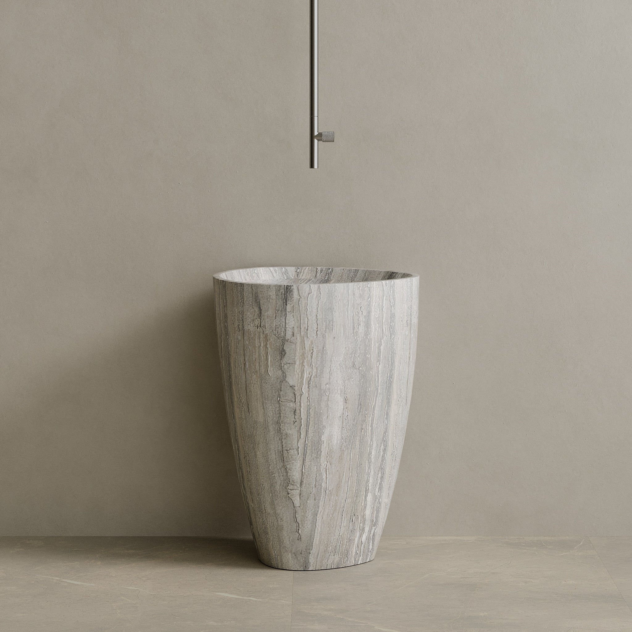 Fluvio Handcrafted Stone Pedestal Sink