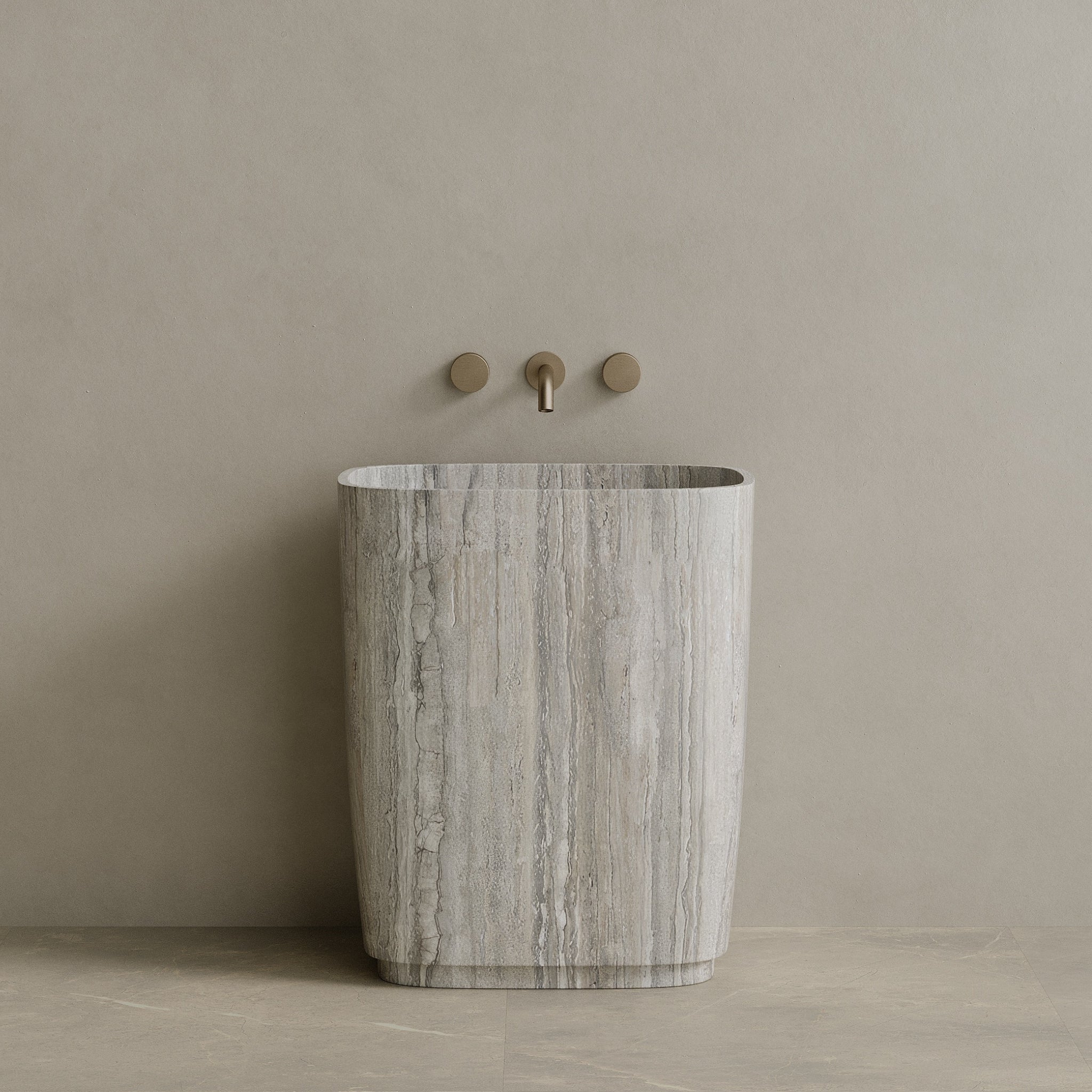 Ovola Handcrafted Stone Pedestal Sink