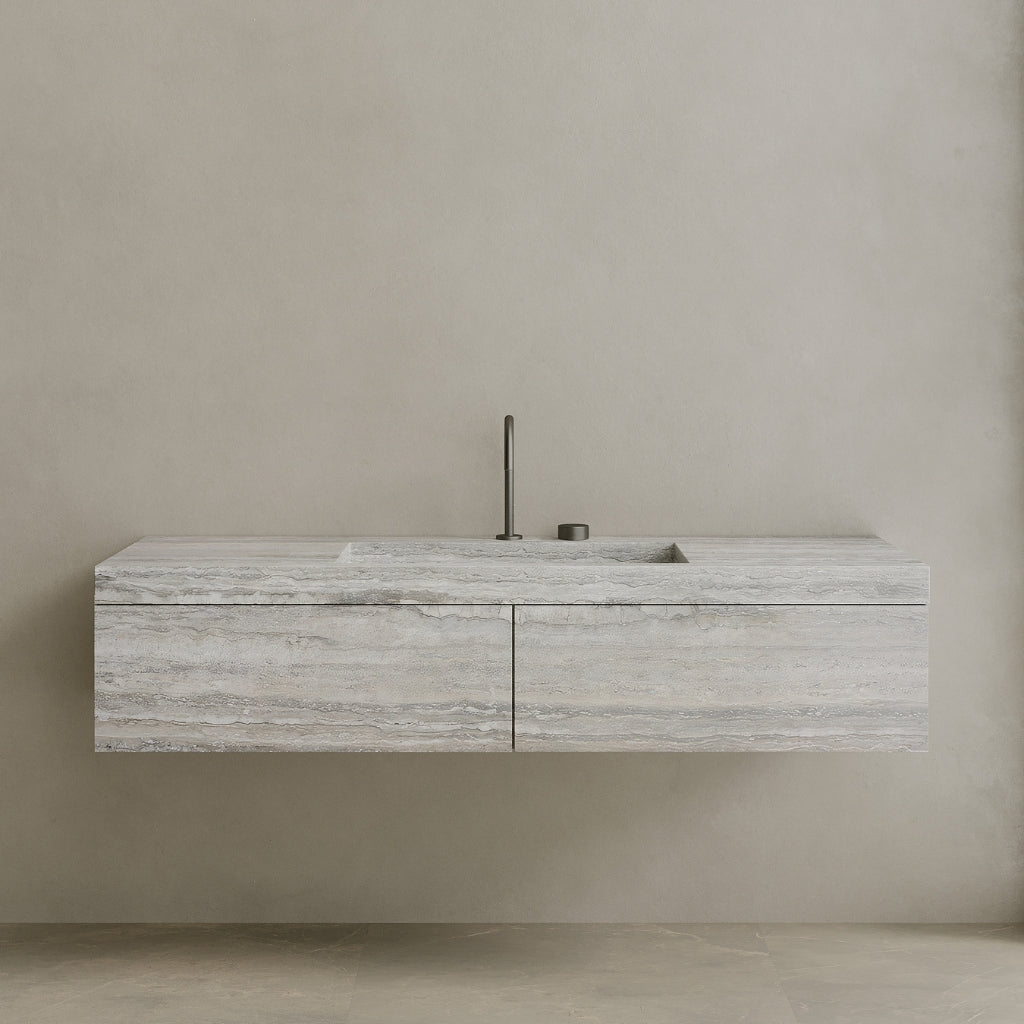 Single Sink Floating Handcrafted Marble Vanity
