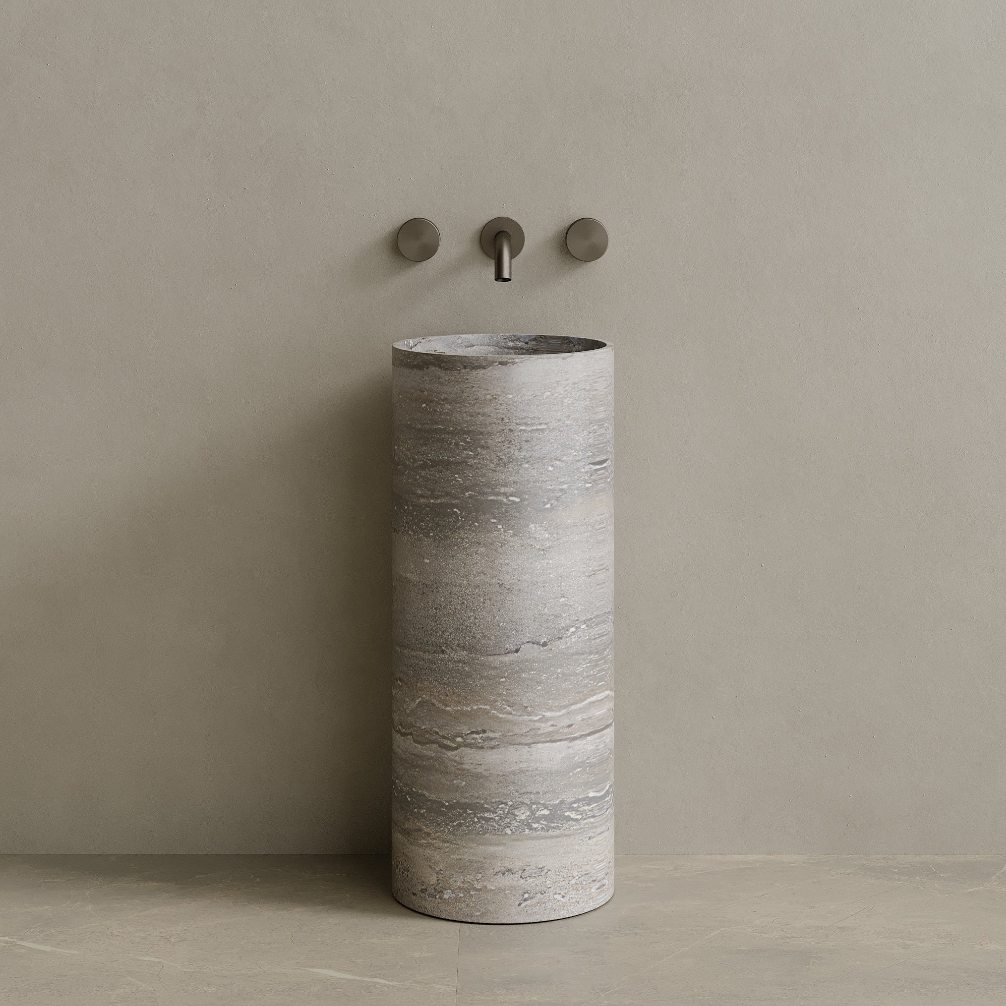 Colva Handcrafted Stone Pedestal Sink