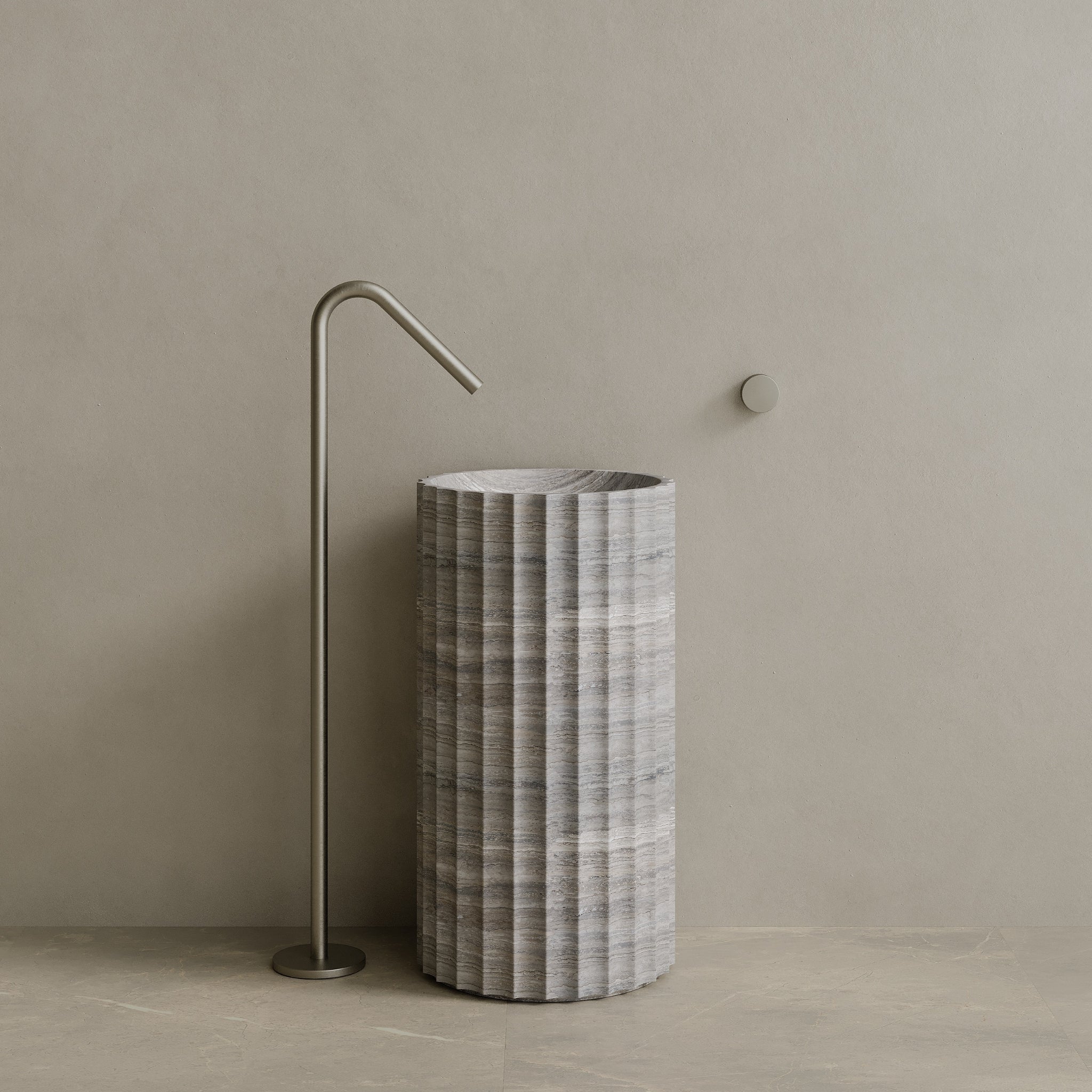 Cavo Handcrafted Fluted Stone Pedestal Sink