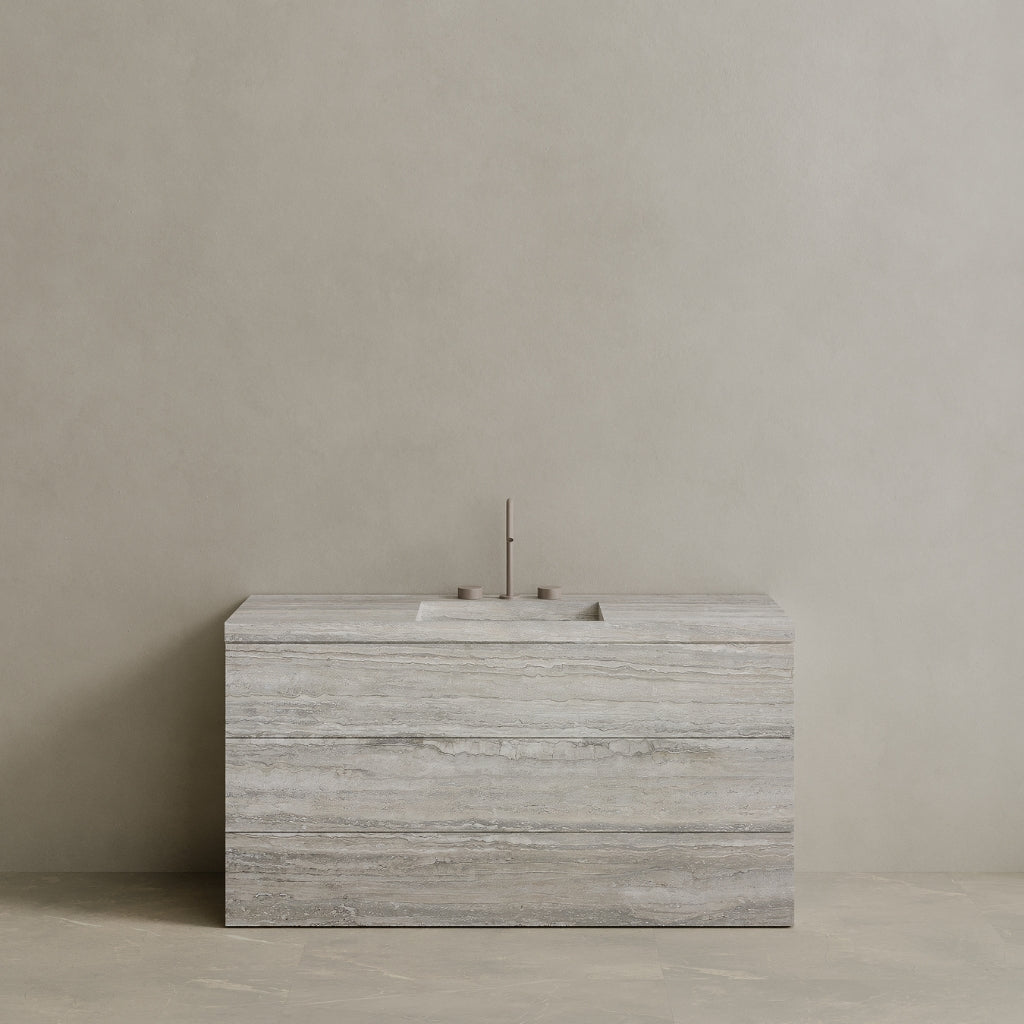 Single Sink Freestanding Handcrafted Marble Vanity with Drawers