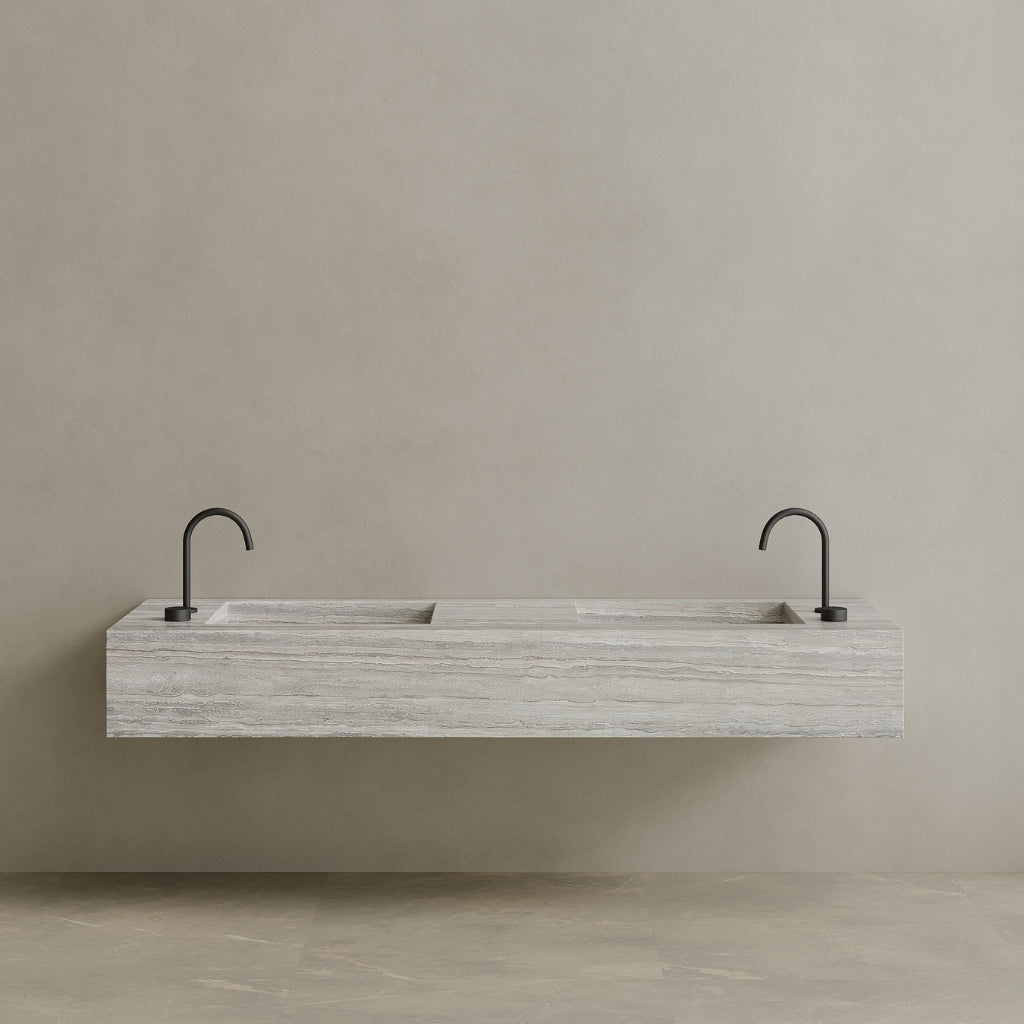 Double Sink Floating Handcrafted Marble Vanity