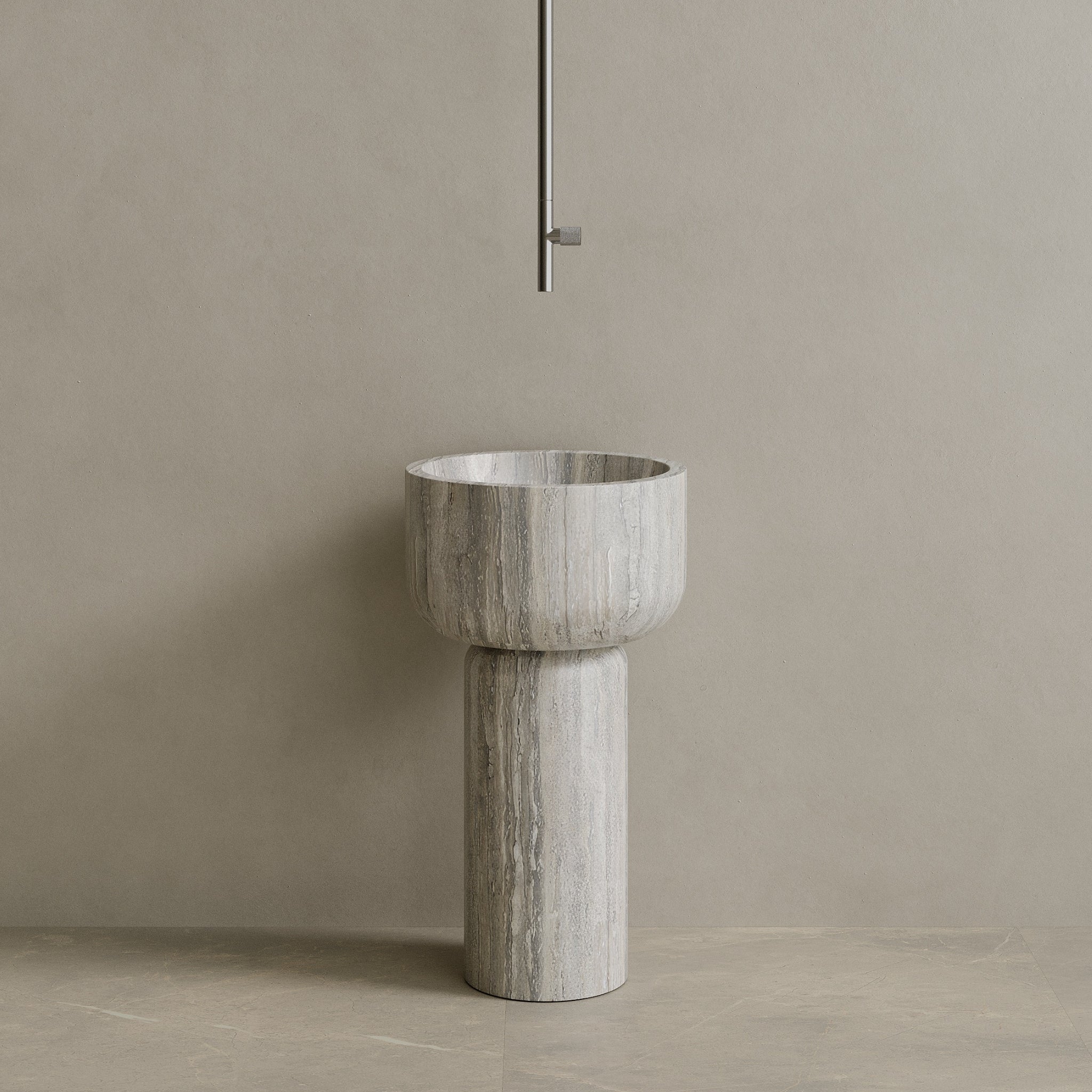 Veso Handcrafted Stone Pedestal Sink