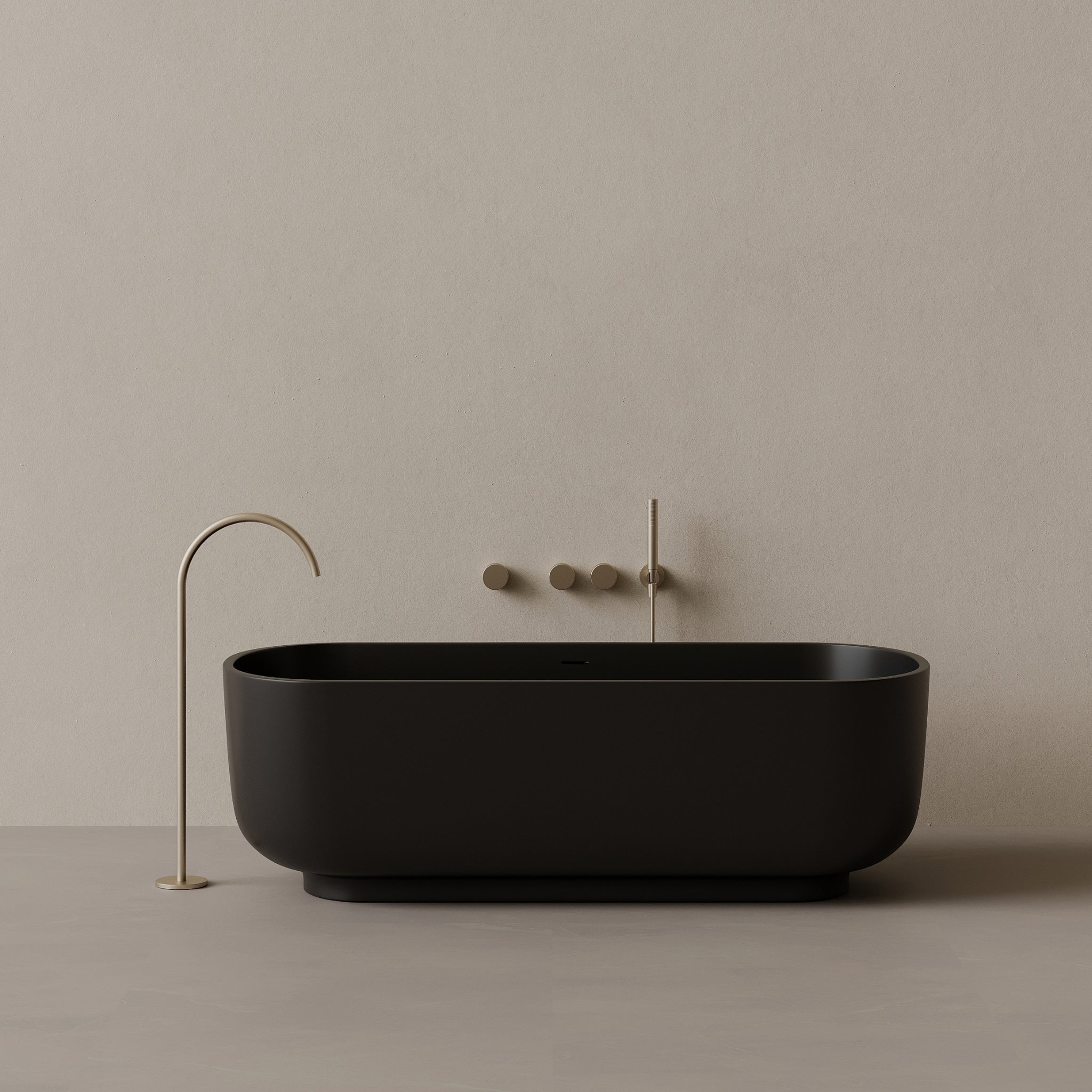 69" x 32" Oval Solid Surface Stone Resin Freestanding Bathtub