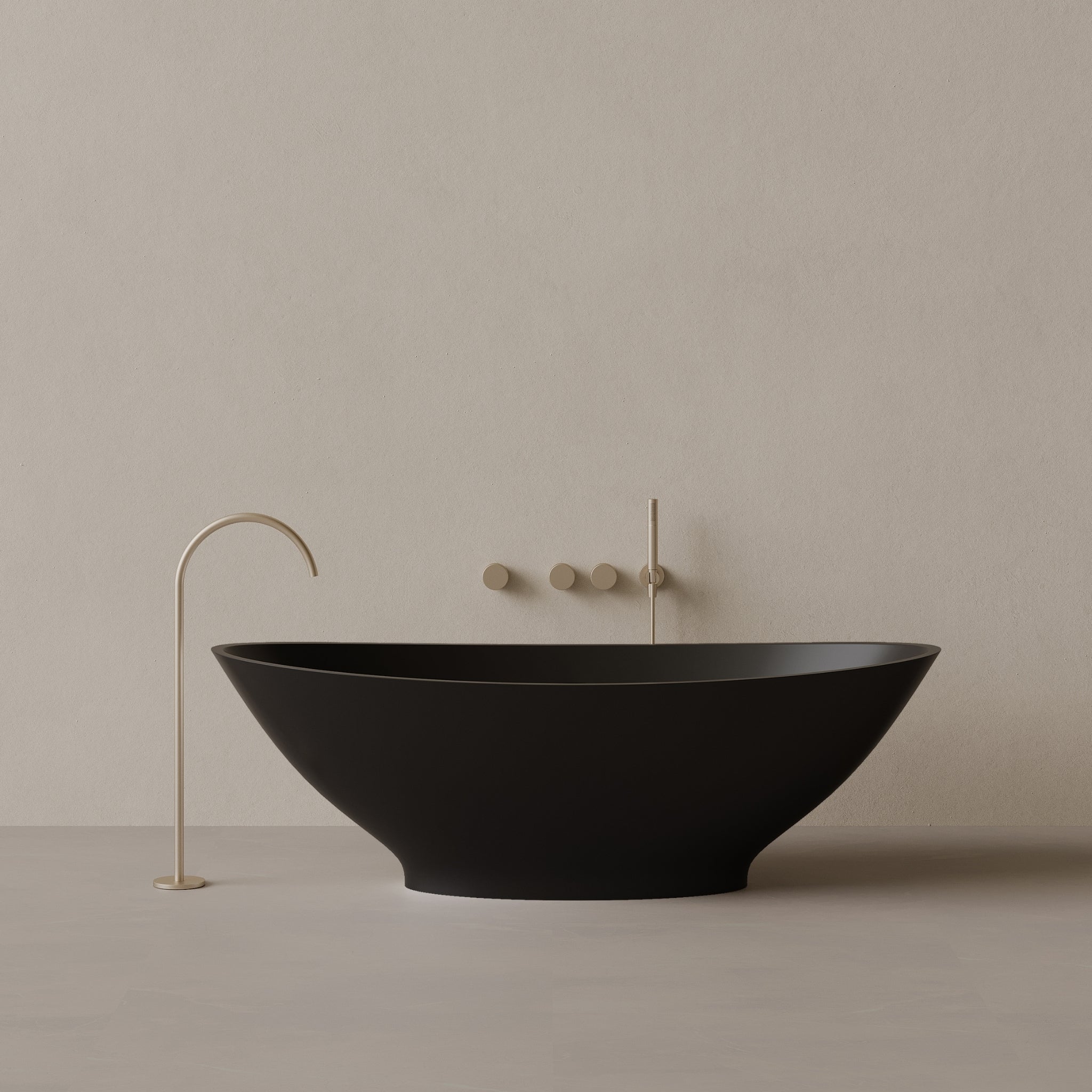 73" x 33" Oval Solid Surface Stone Resin Freestanding Bathtub