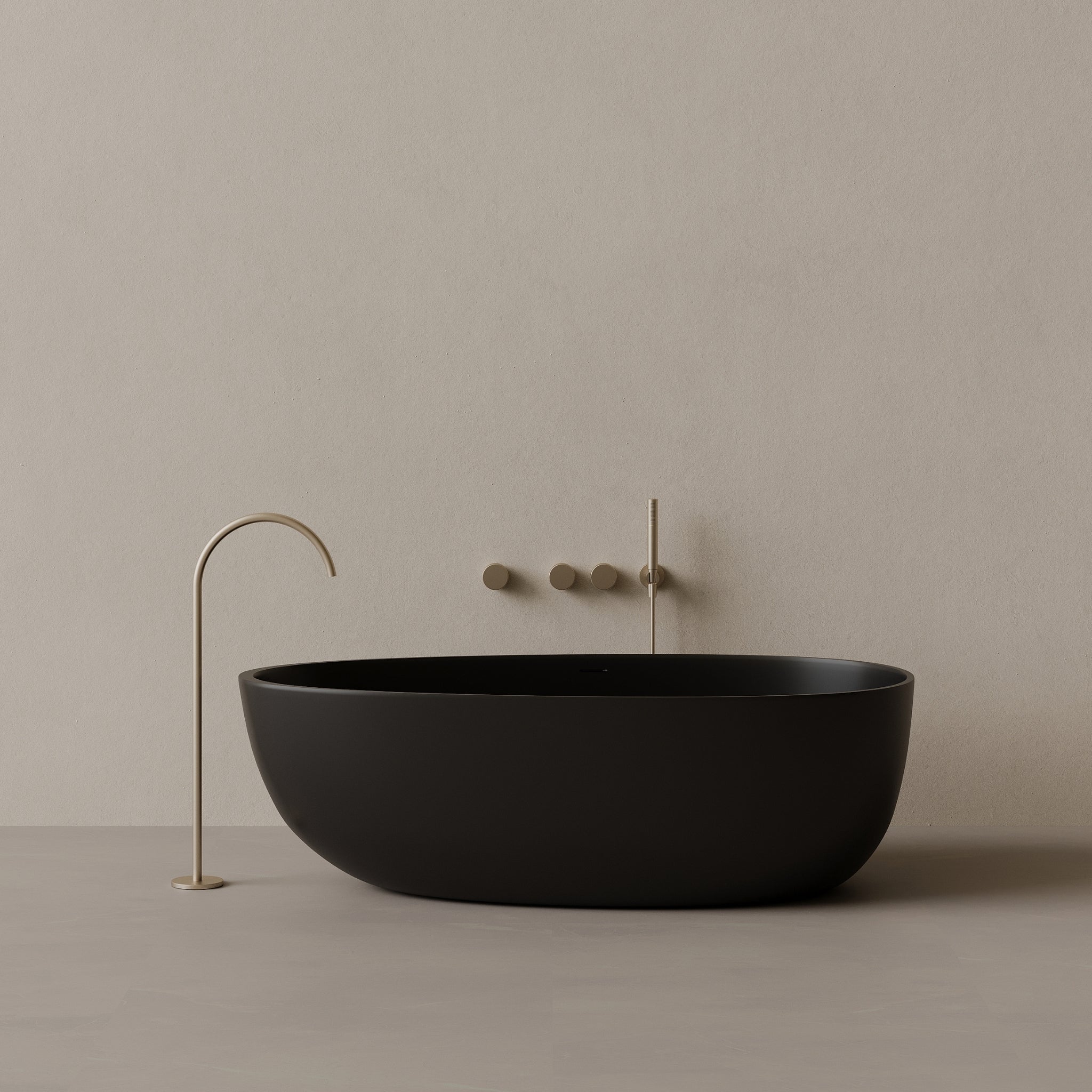 66" x 33" Oval Solid Surface Stone Resin Freestanding Bathtub