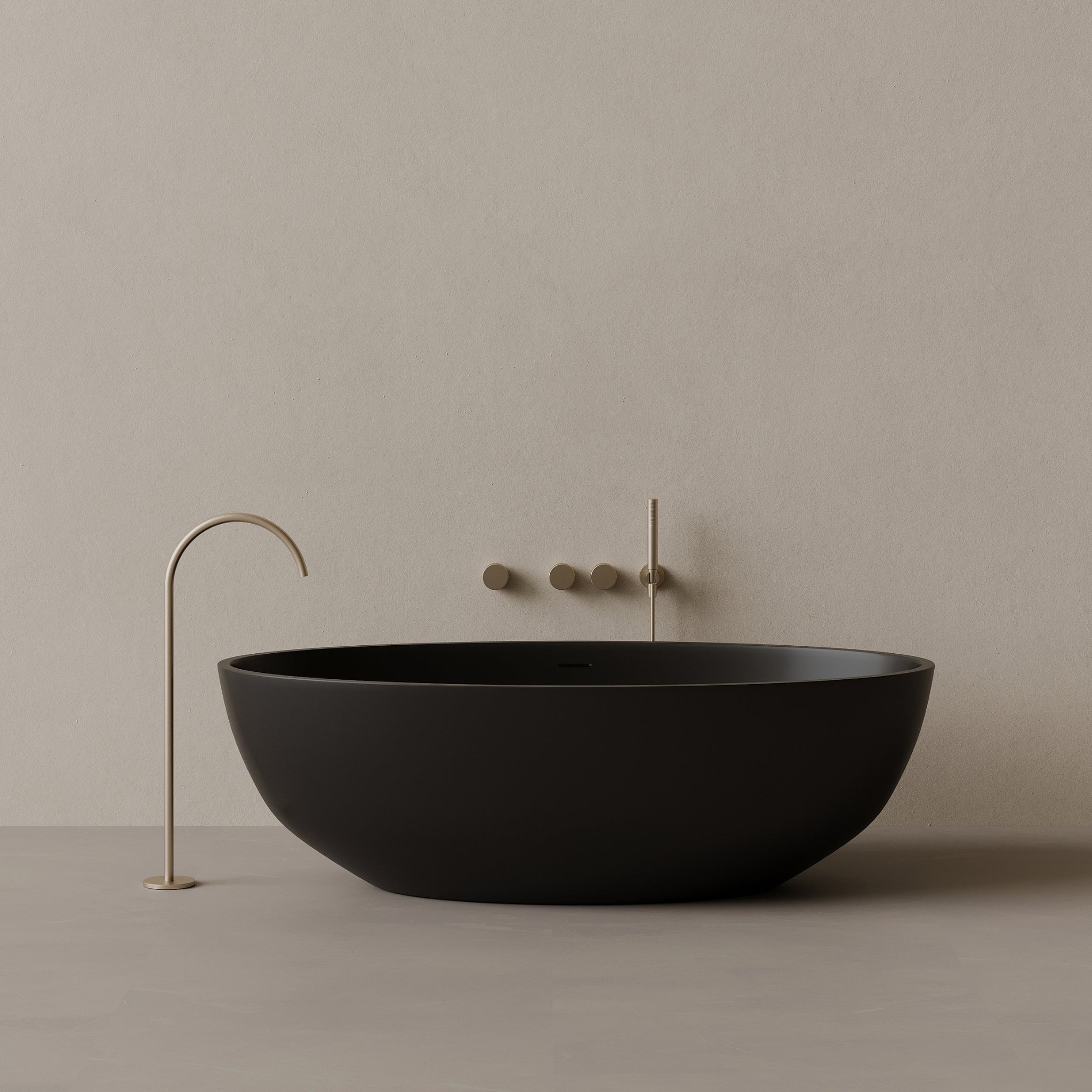 70" x 36" Oval Solid Surface Stone Resin Freestanding Bathtub