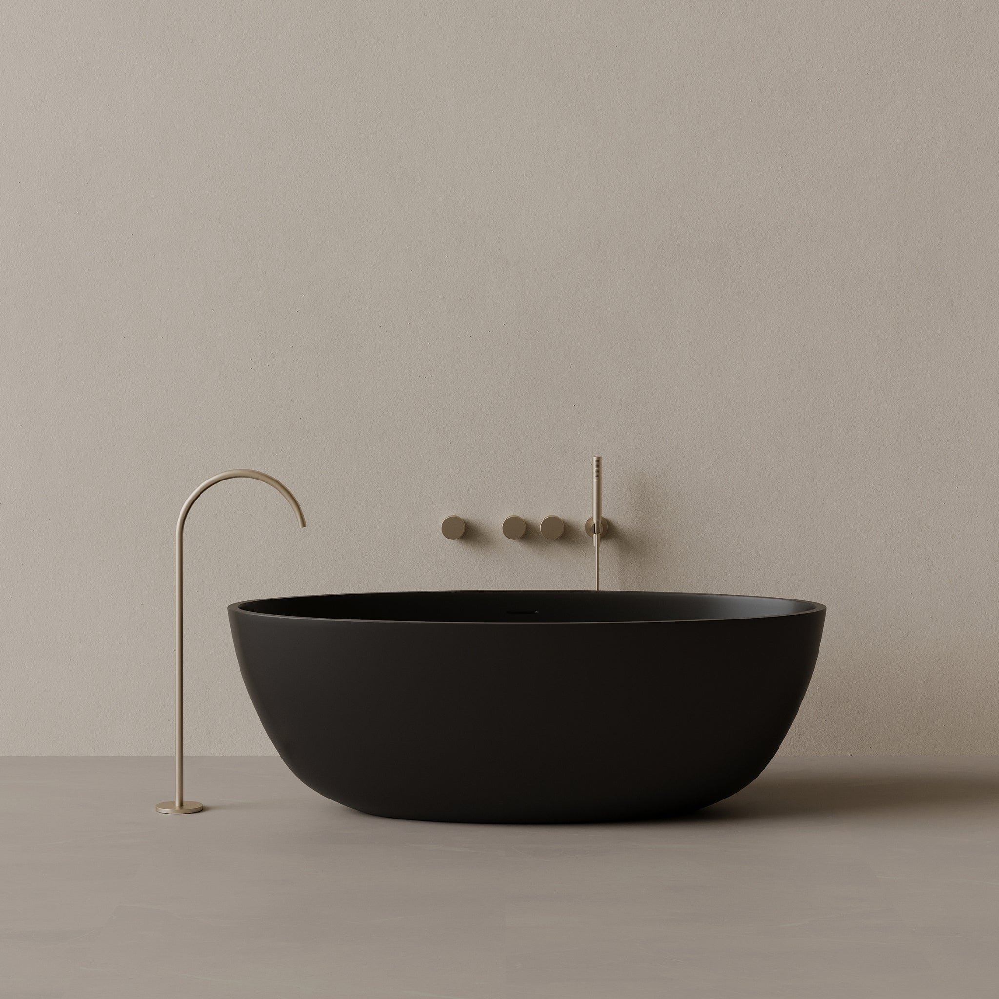 64" x 30" Oval Solid Surface Stone Resin Freestanding Bathtub