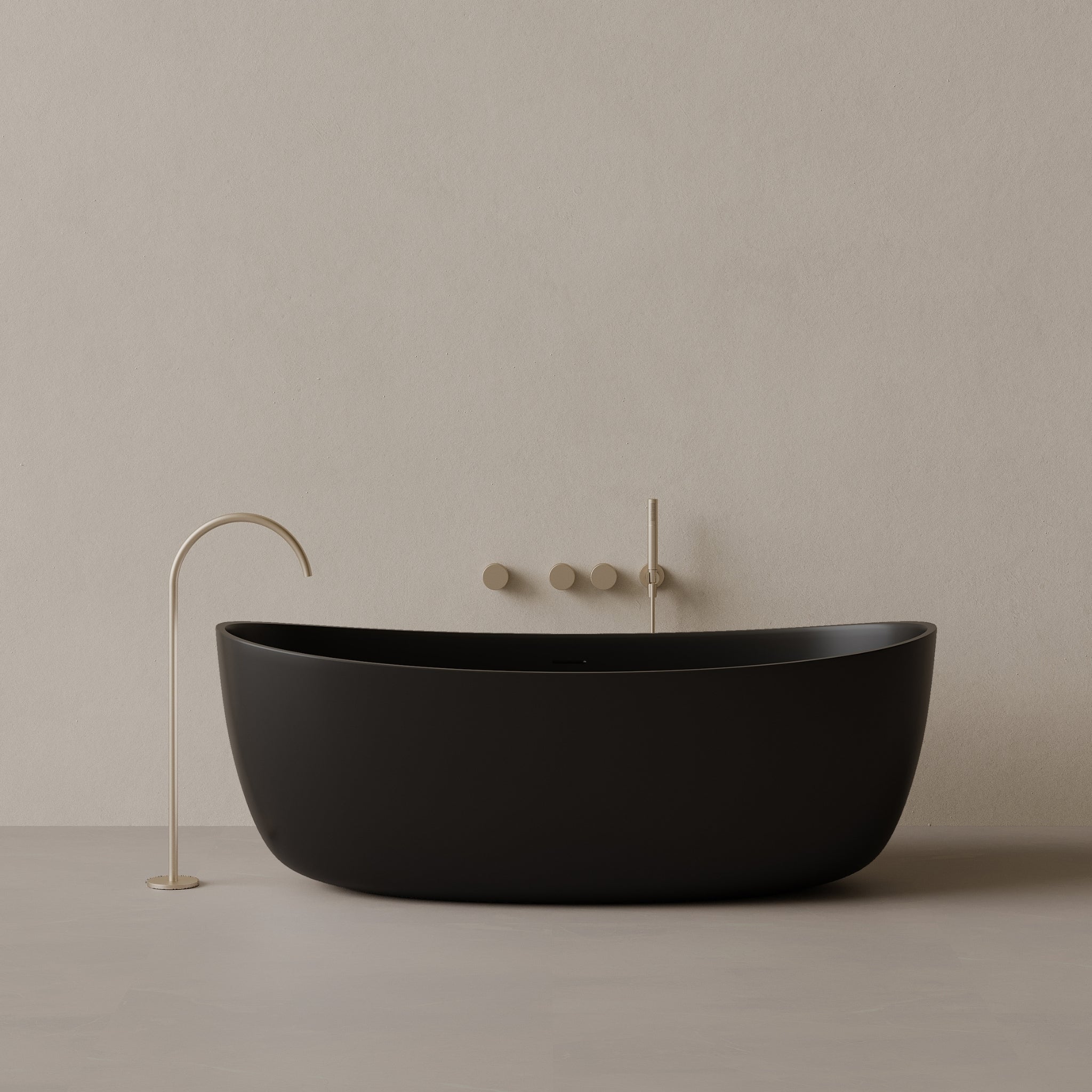 70" x 33" Oval Solid Surface Stone Resin Freestanding Bathtub