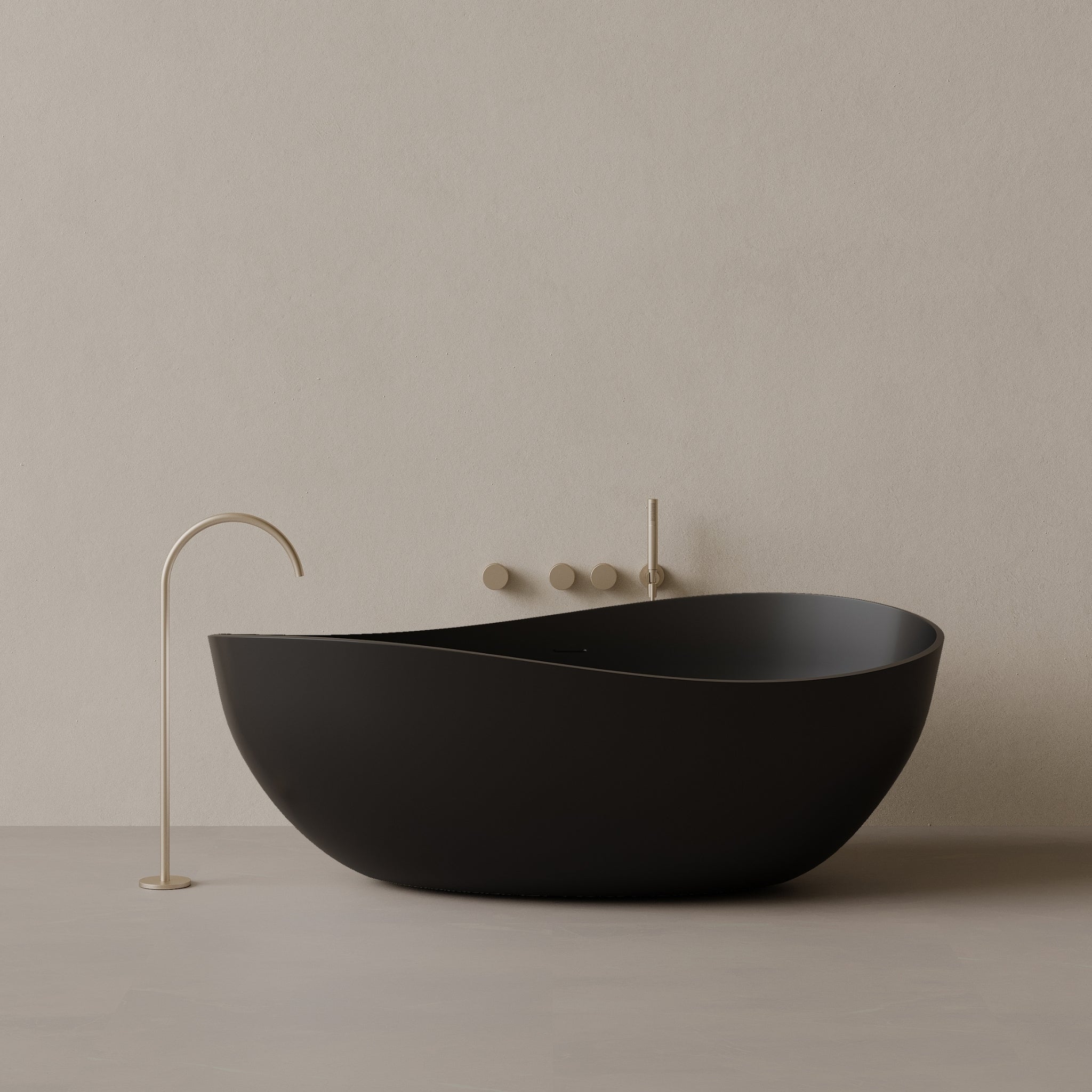 72" x 44" Oval Solid Surface Stone Resin Freestanding Bathtub