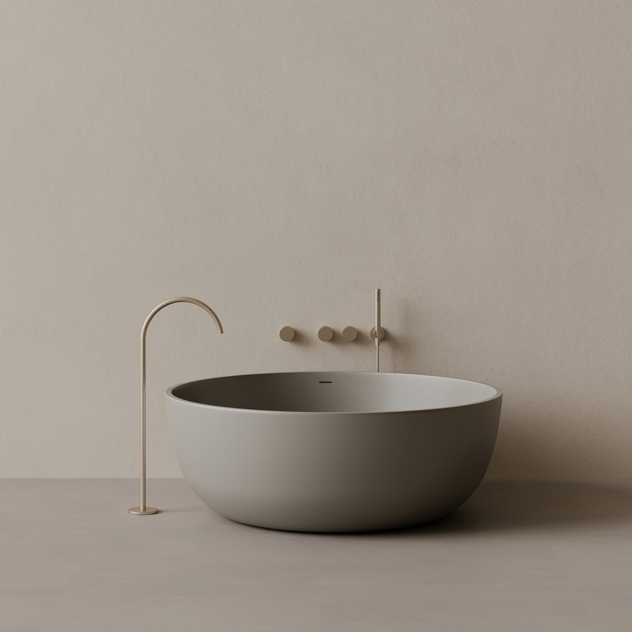 58" x 58" Round Solid Surface Stone Resin Freestanding Bathtub