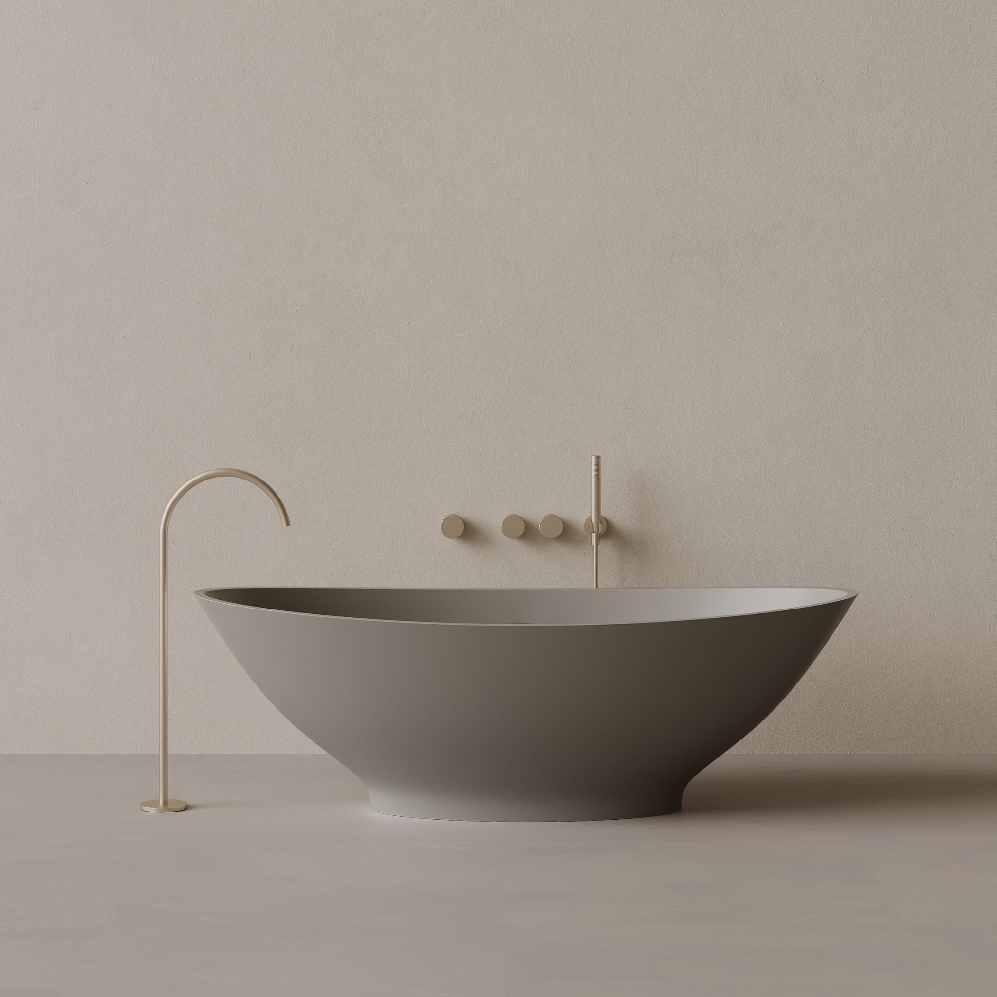 73" x 33" Oval Solid Surface Stone Resin Freestanding Bathtub